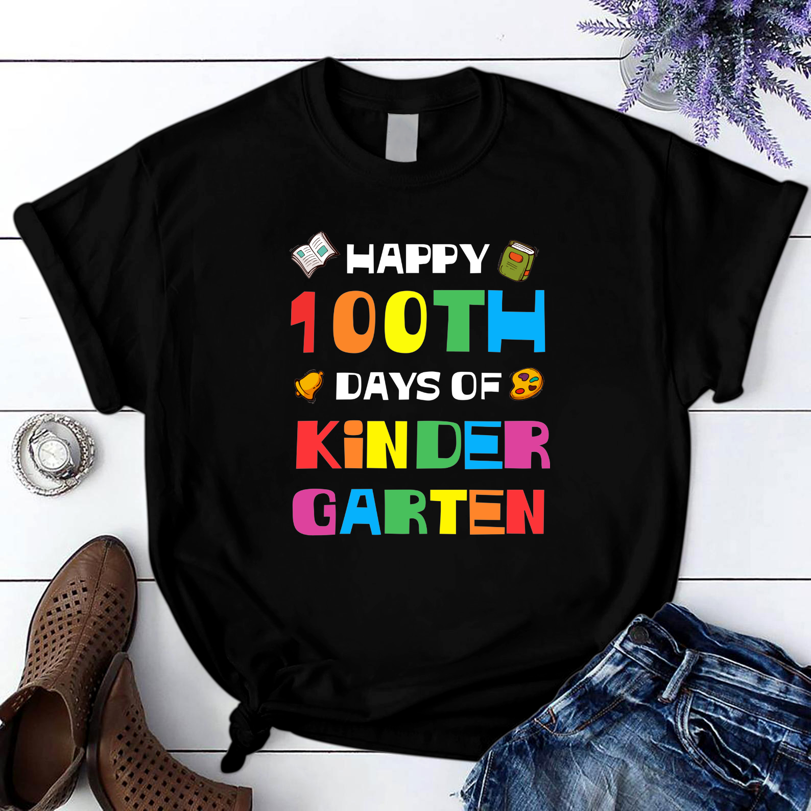 Happy 100Th Day Of Kindergarten Cute Llama T Shirt Black Unisex S-6Xl