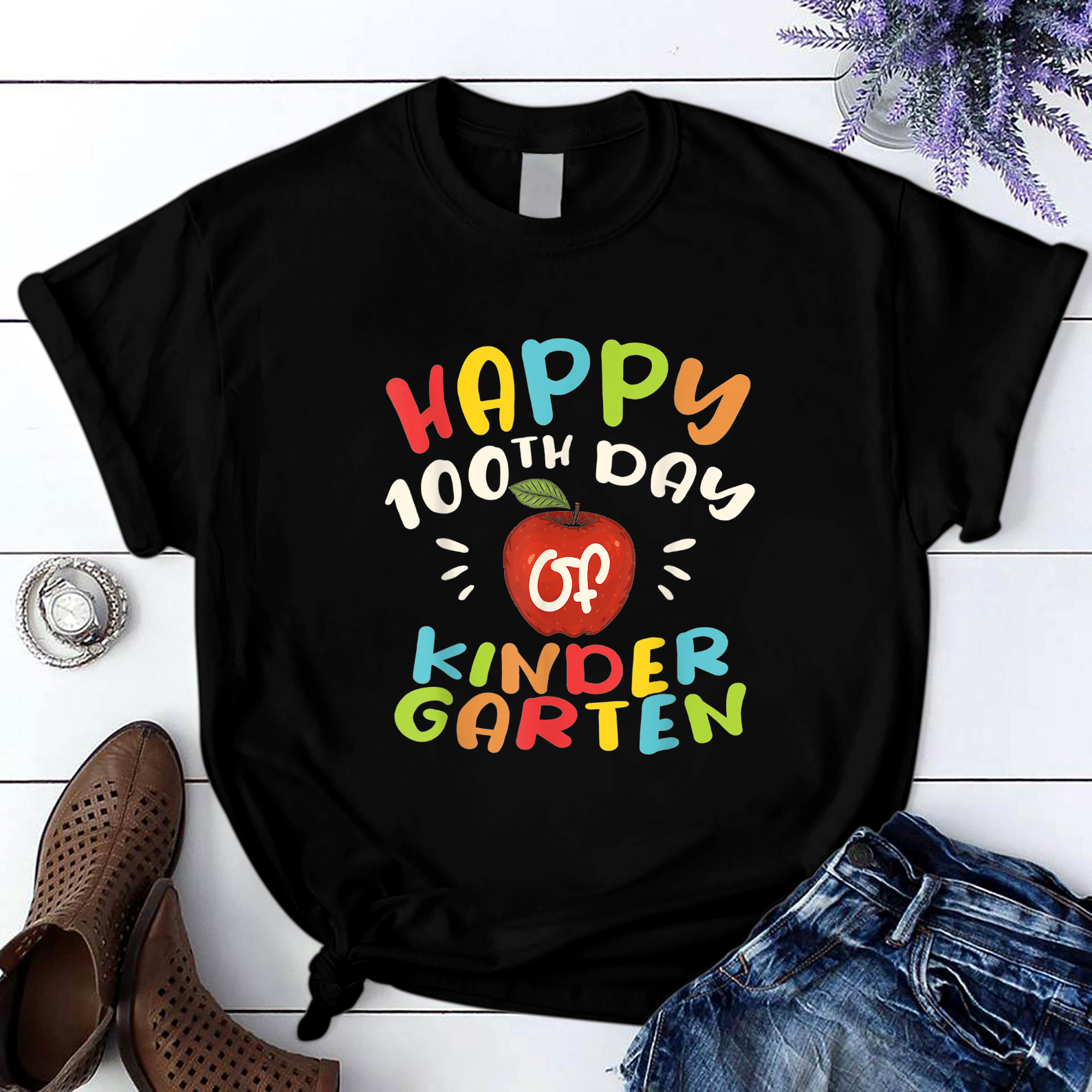 Happy 100Th Day Of Kindergarten For Teacher Or Child 1 T Shirt Black Unisex S-6Xl