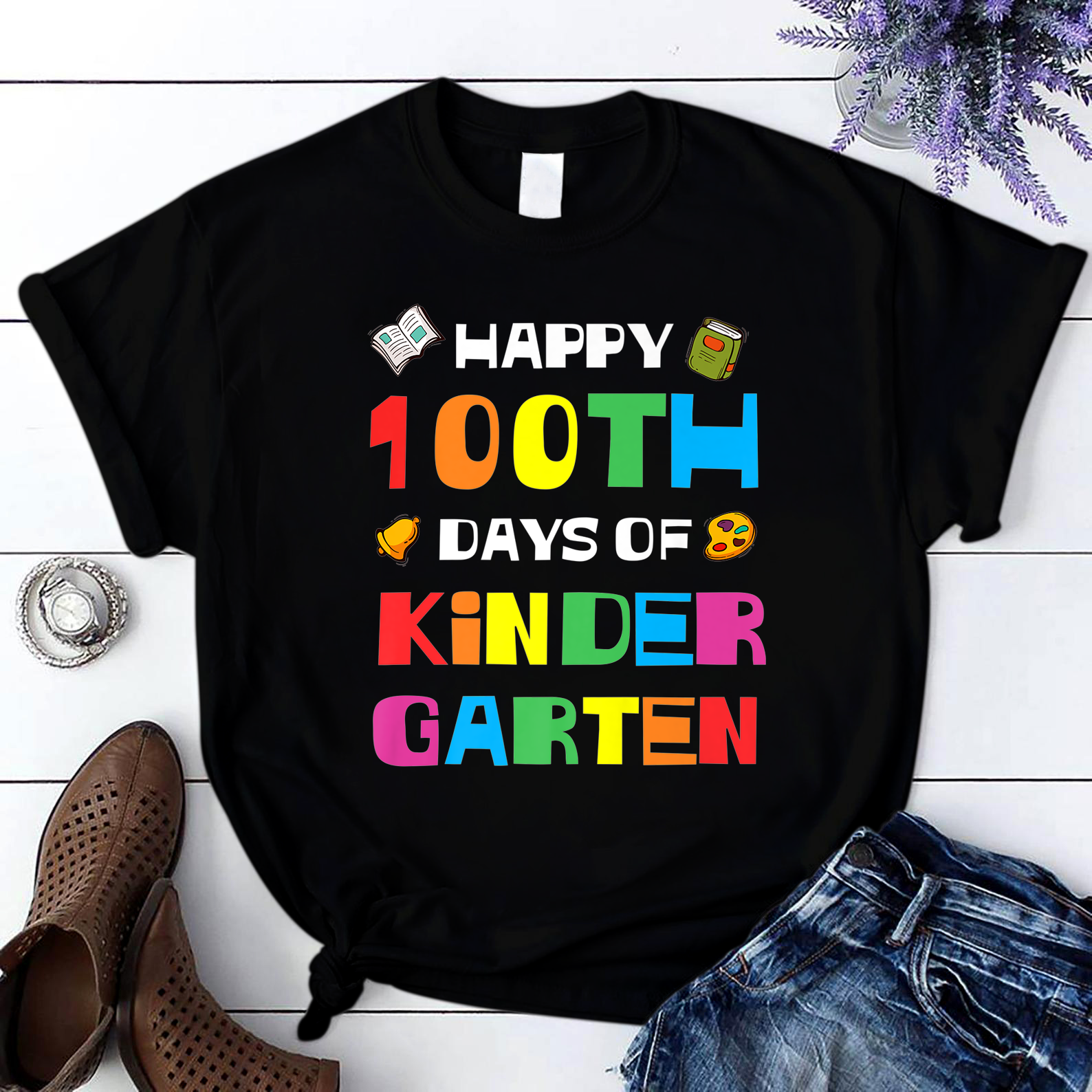 Happy 100Th Day Of Kindergarten For Teacher Student Kids4 T Shirt Black Unisex S-6Xl