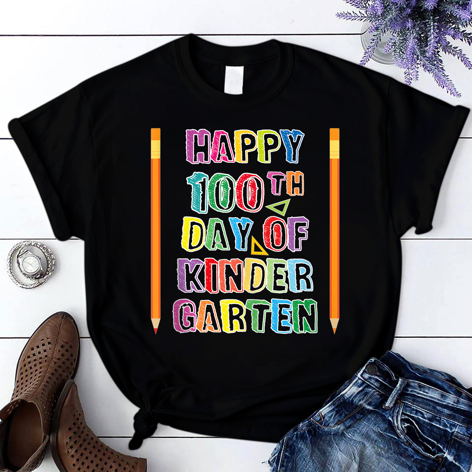 Happy 100Th Day Of Kindergarten Funny Kindergarten T Shirt Black Unisex S-6Xl