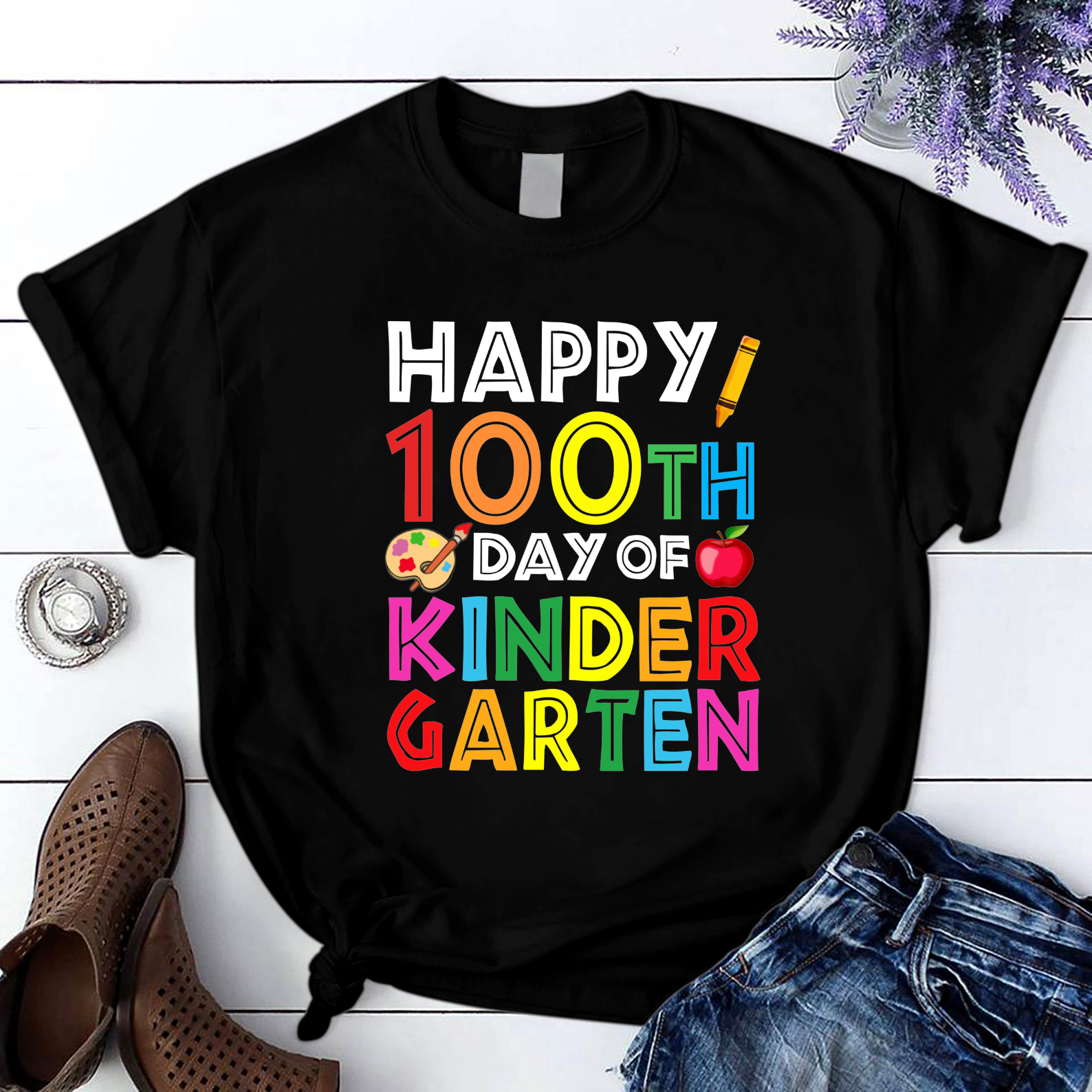 Happy 100Th Day Of Kindergarten Shark T Shirt Black Unisex S-6Xl