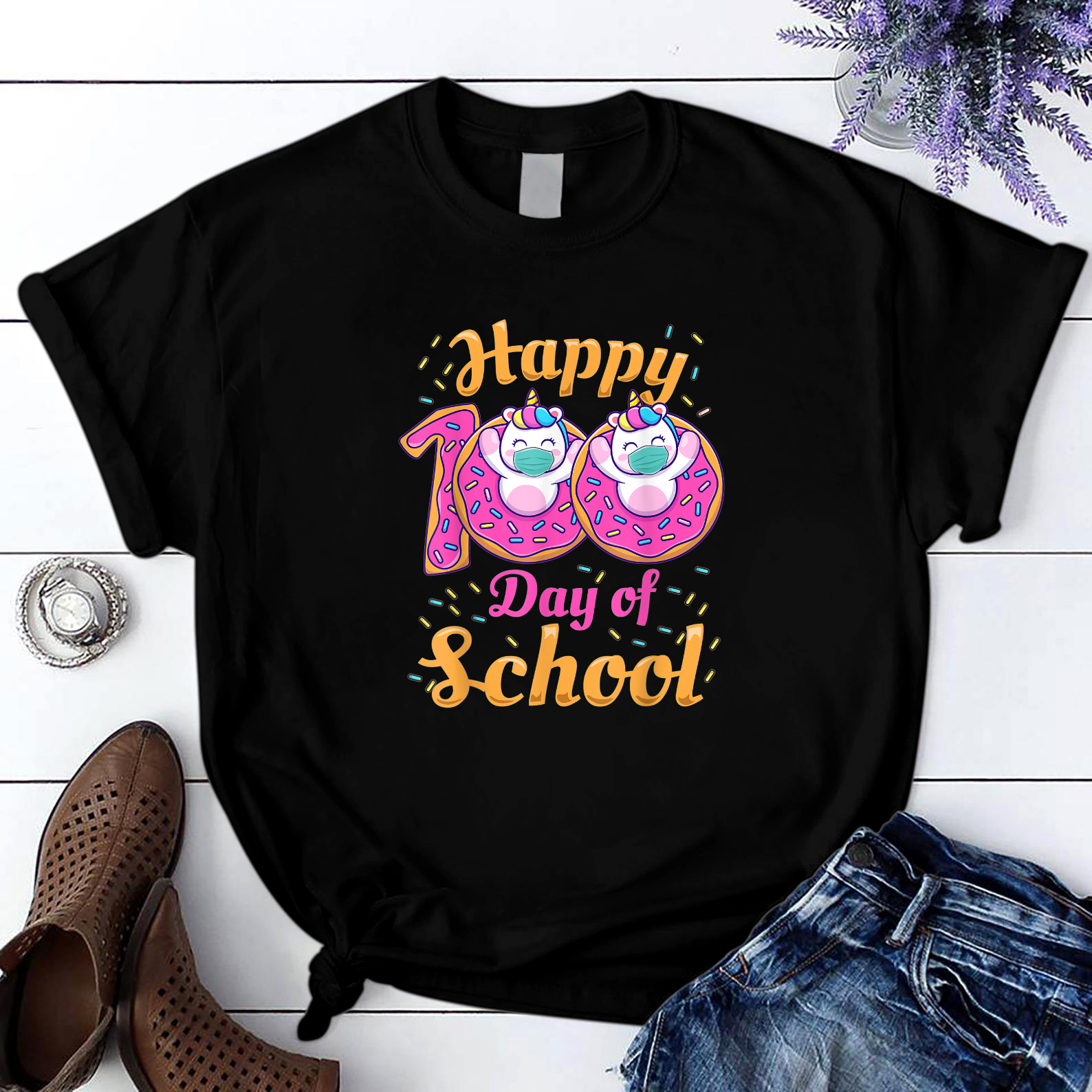 Happy 100Th Day Of Kindergarten Shirt For Teacher Or Child T Shirt Black Unisex S-6Xl