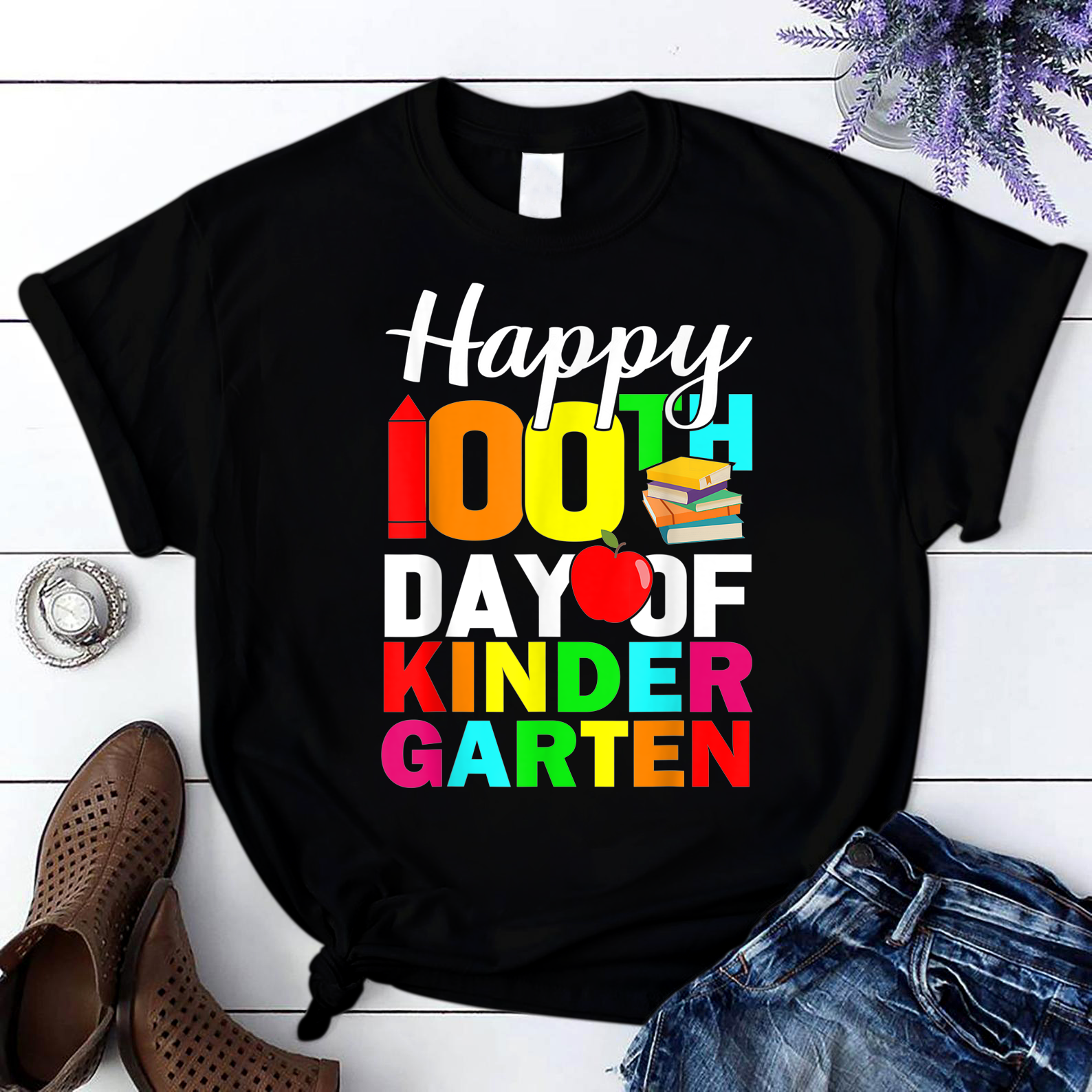 Happy 100Th Day Of Kindergarten Teacher 1 T Shirt Black Unisex S-6Xl