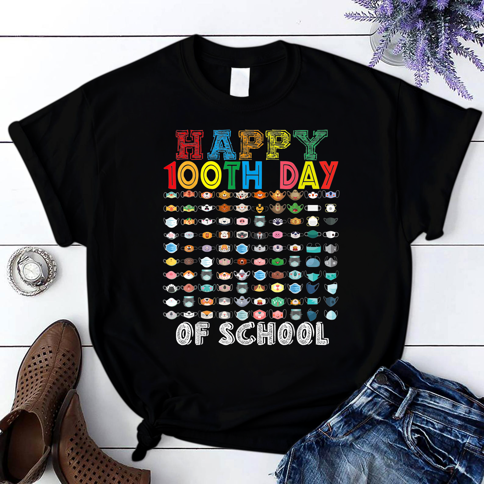 Happy 100Th Day Of Kindergarten Teacher Leopard Plaid Zebra T Shirt Black Unisex S-6Xl