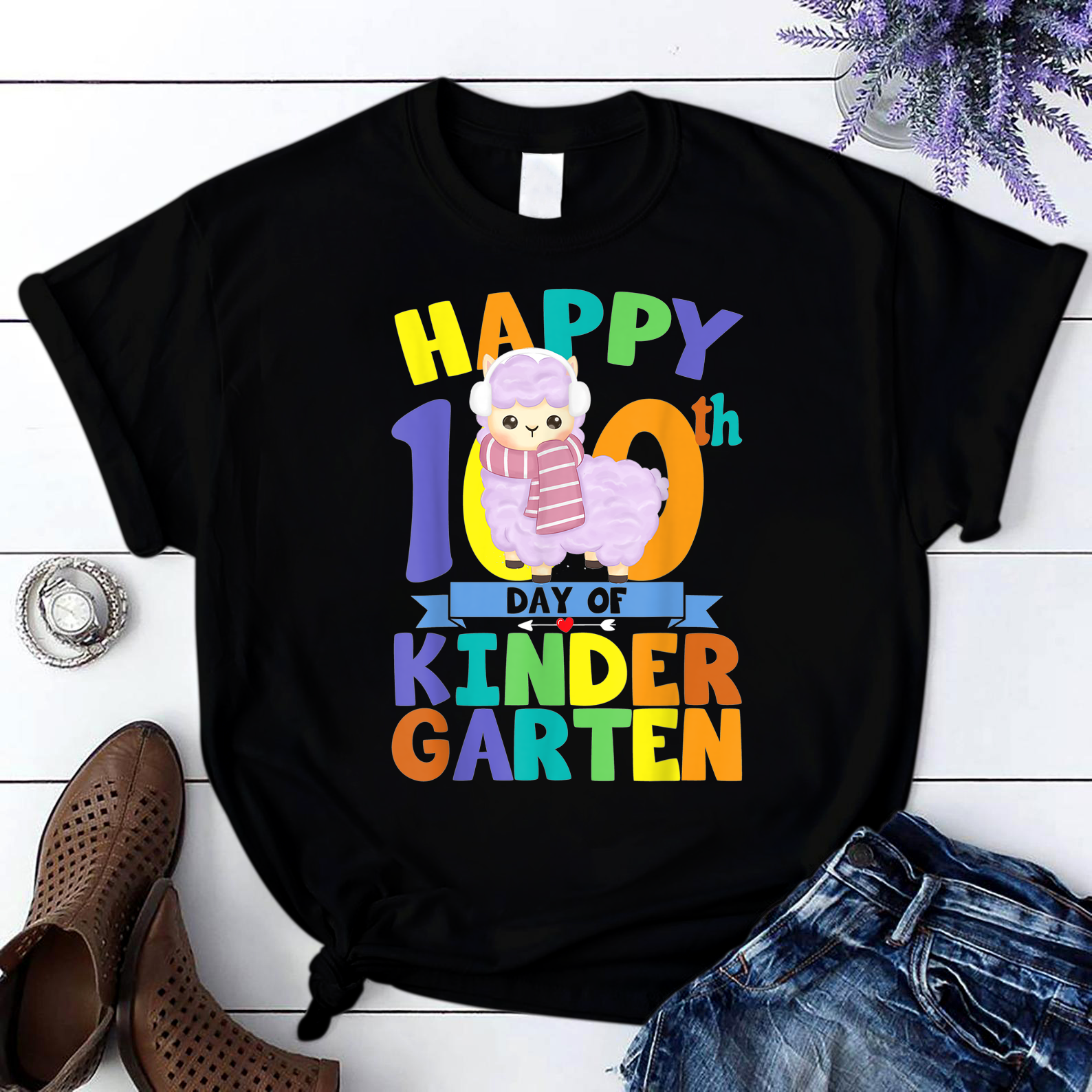 Happy 100Th Day Of Kindergarten Teacher Or Student 9 T Shirt Black Unisex S-6Xl