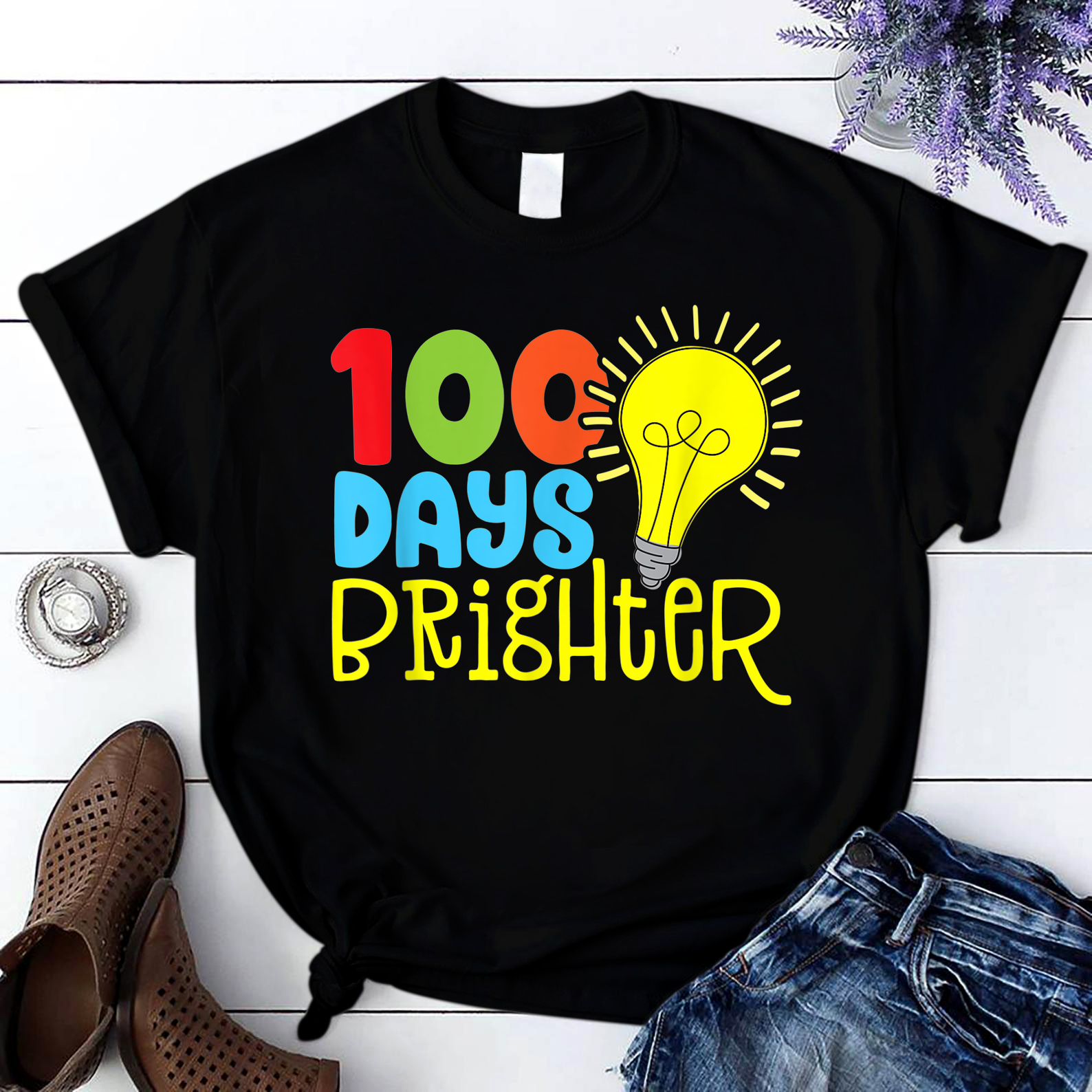 Happy 100Th Day Of Kindergarten Teacher Or Student Cute T Shirt Black Unisex S-6Xl