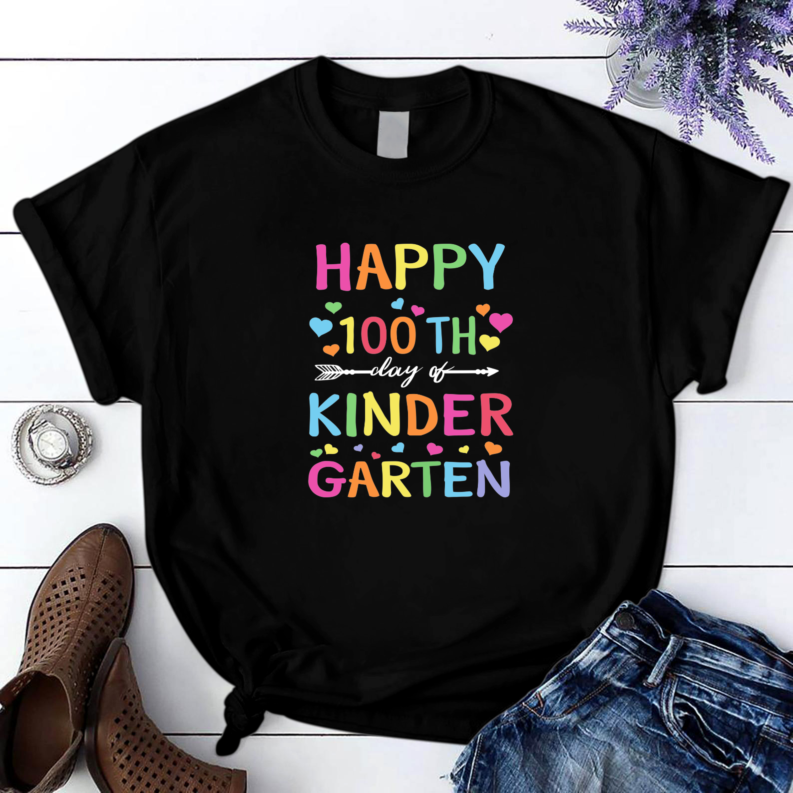 Happy 100Th Day Of Kindergarten Teacher Or Student T Shirt Black Unisex S-6Xl