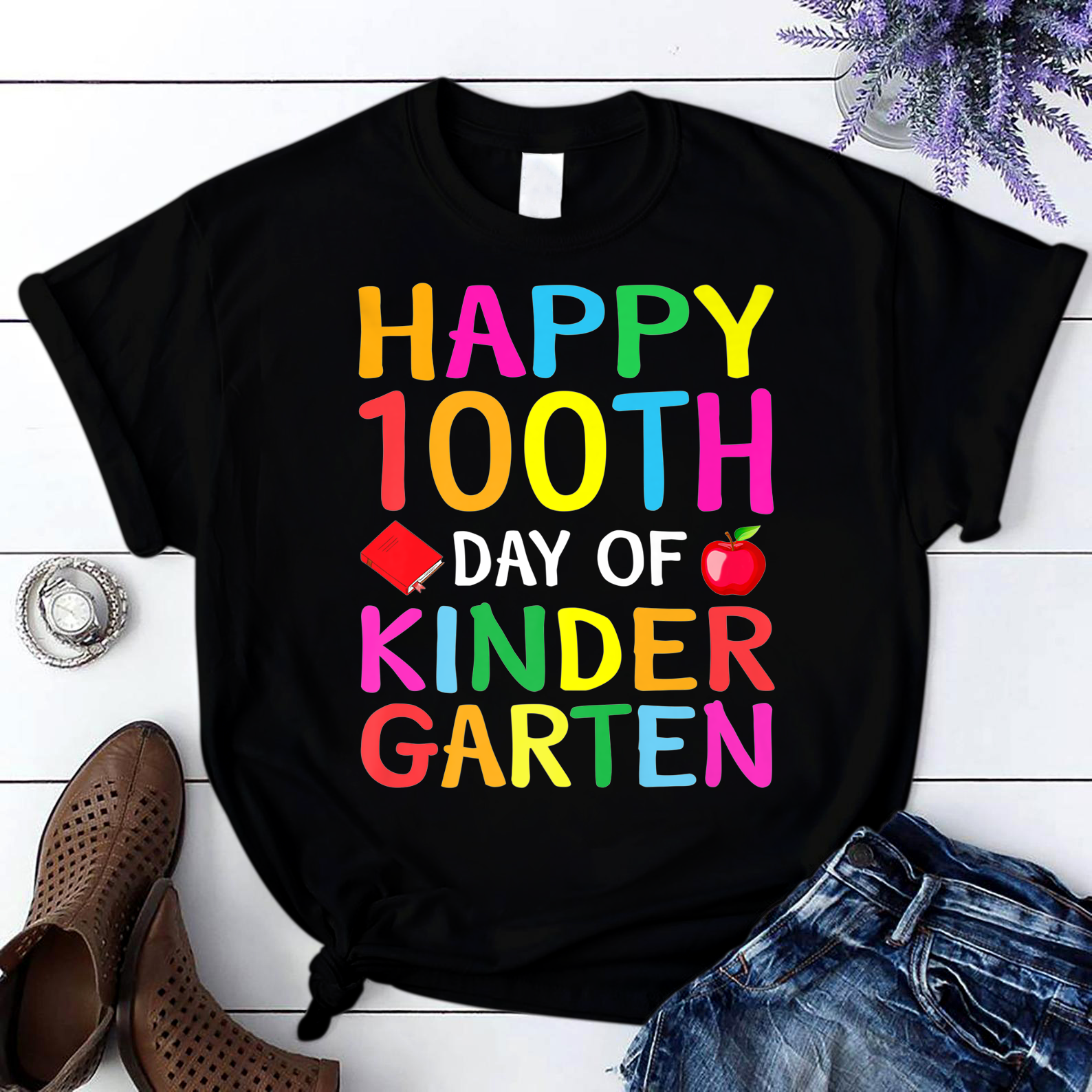 Happy 100Th Day Of Kindergarten Teacher Or Student1 T Shirt Black Unisex S-6Xl