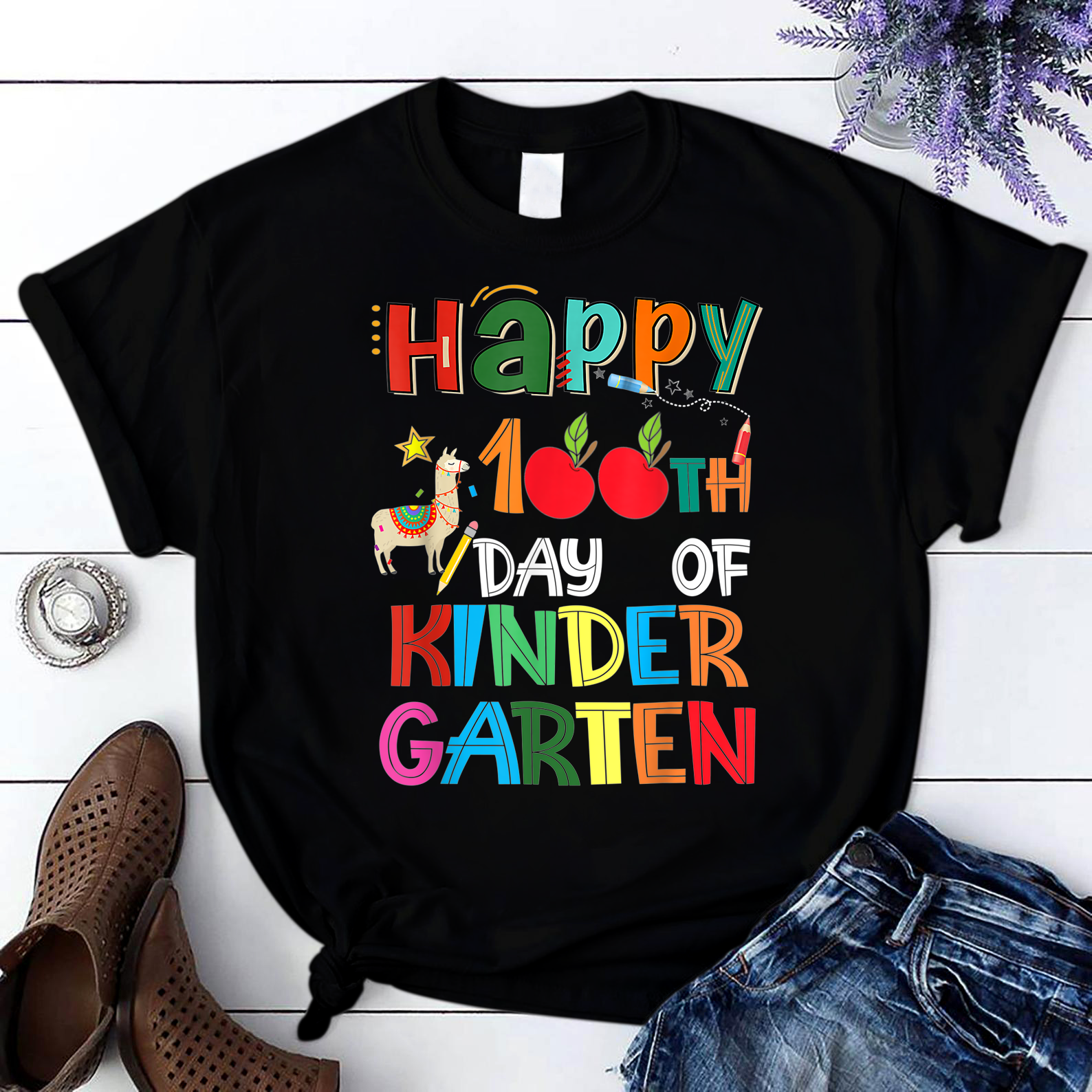 Happy 100Th Day Of Kindergarten Teacher Or Student12 T Shirt Black Unisex S-6Xl