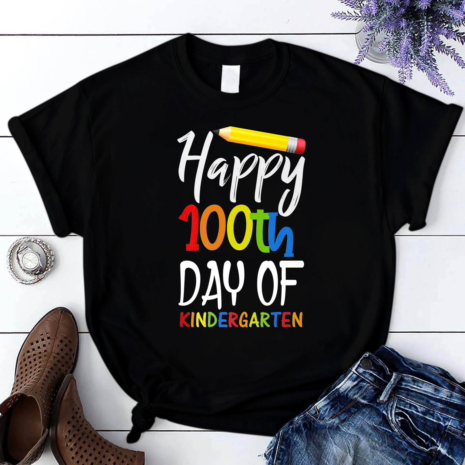 Happy 100Th Day Of Kindergarten Teacher Or Student2 T Shirt Black Unisex S-6Xl