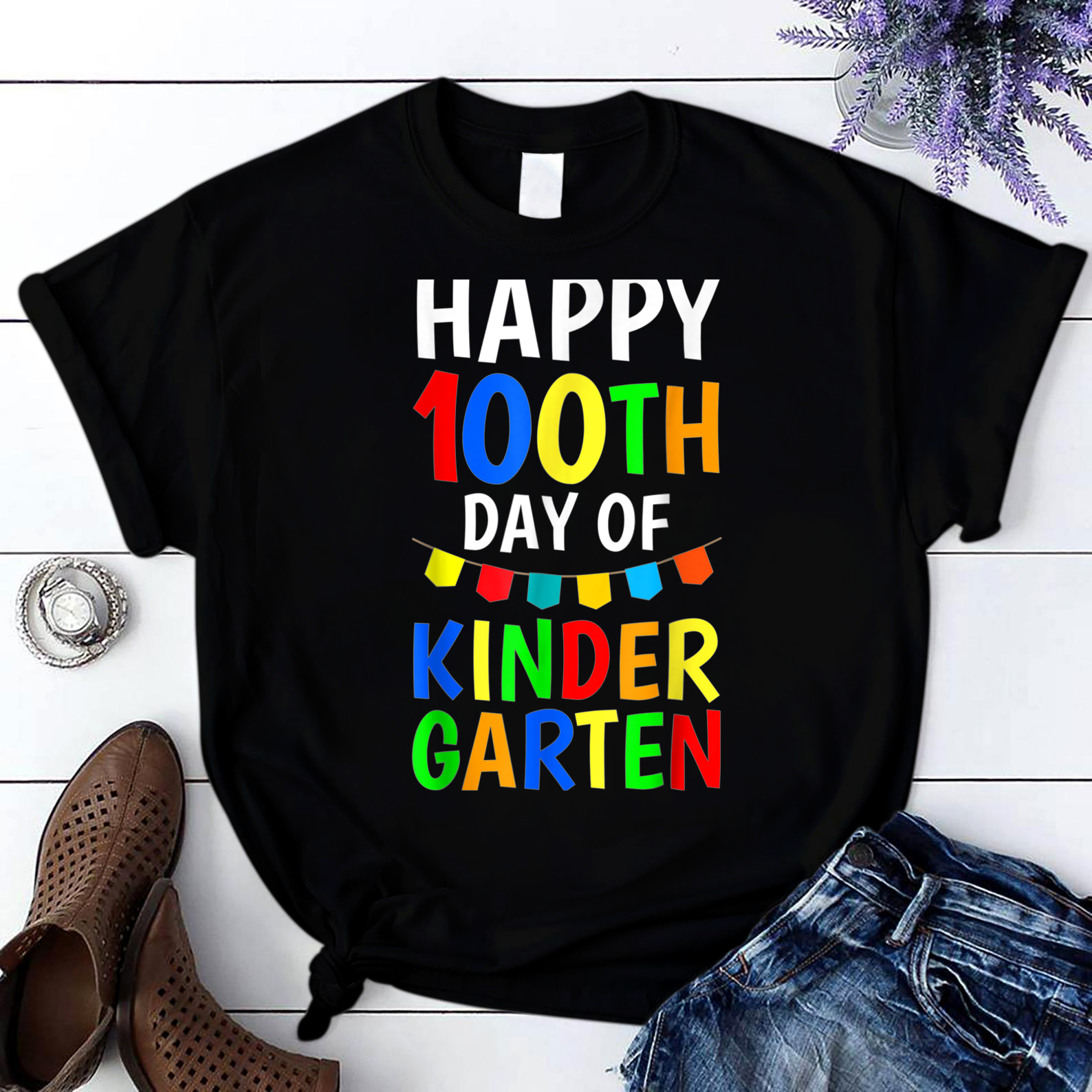 Happy 100Th Day Of Kindergarten Teacher Or Student5 T Shirt Black Unisex S-6Xl