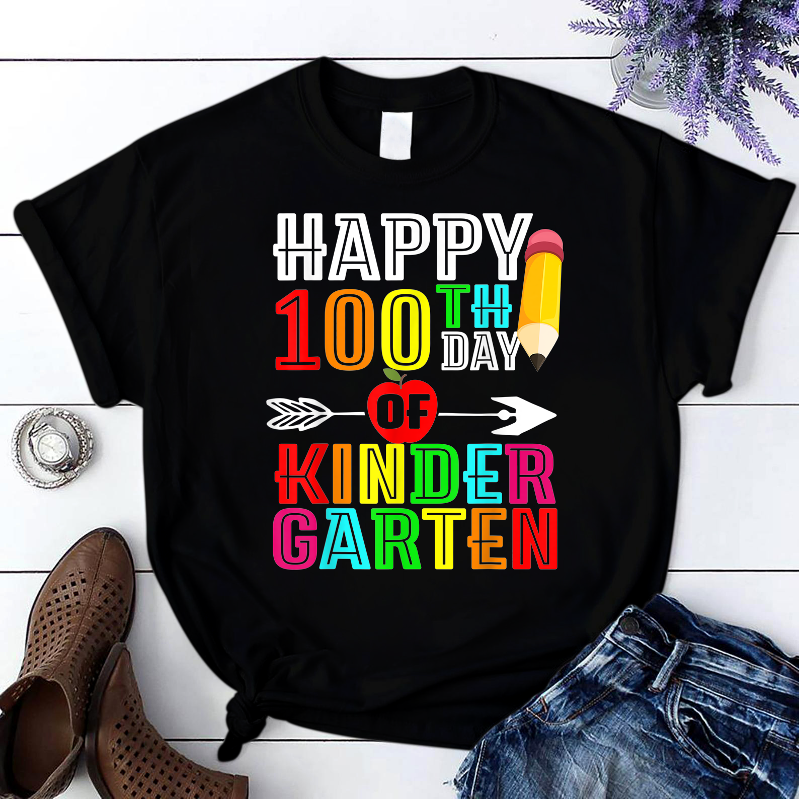 Happy 100Th Day Of Kindergarten Teacher Or Student7 T Shirt Black Unisex S-6Xl