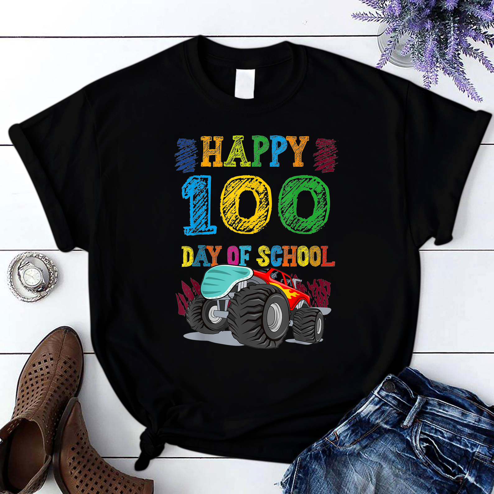 Happy 100Th Day Of Kindergarten Teacher Student 1 T Shirt Black Unisex S-6Xl