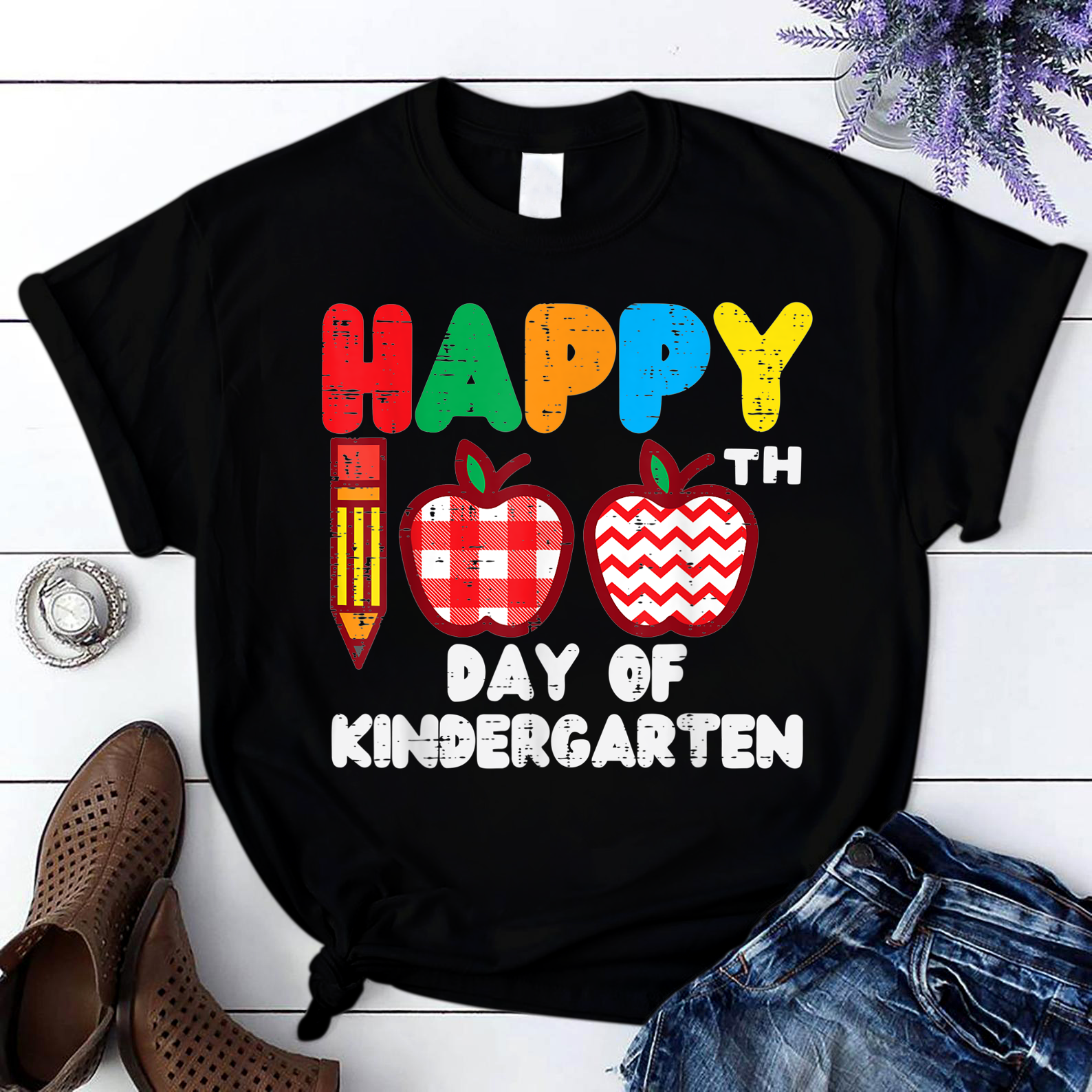 Happy 100Th Day Of Kindergarten Teacher Student 100Th Days T Shirt Black Unisex S-6Xl