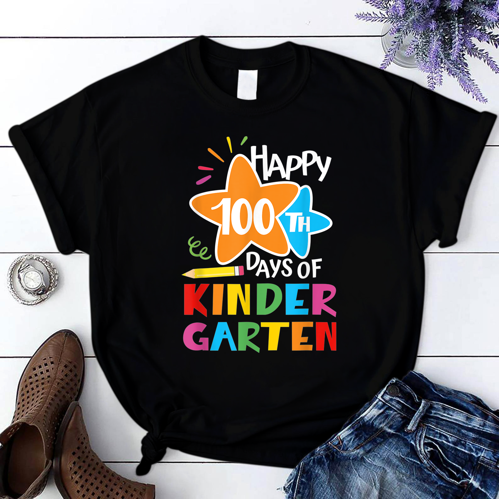 Happy 100Th Day Of Kindergarten Teacher Student Kids 2 T Shirt Black Unisex S-6Xl