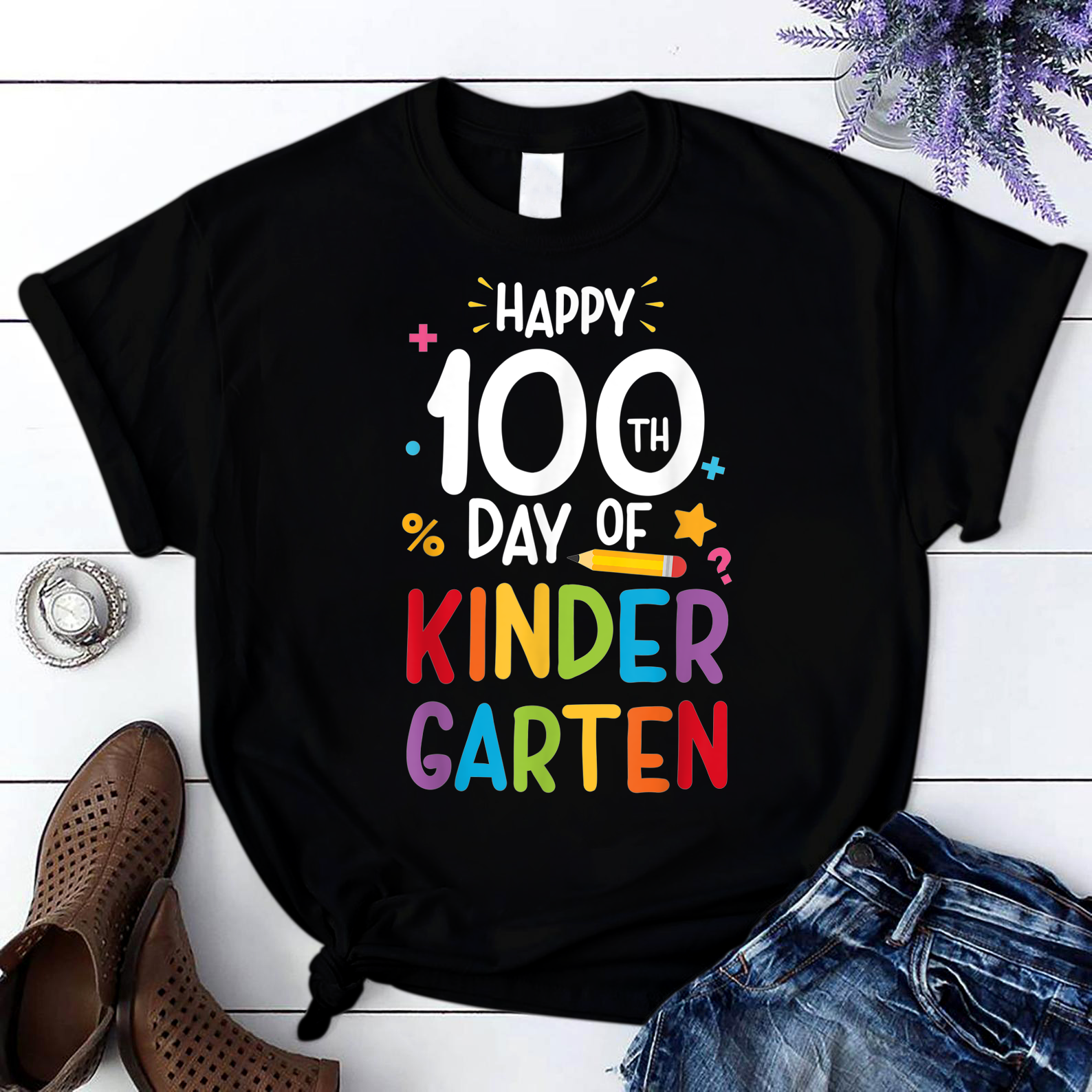 Happy 100Th Day Of Kindergarten Teacher Student Kids2 T Shirt Black Unisex S-6Xl