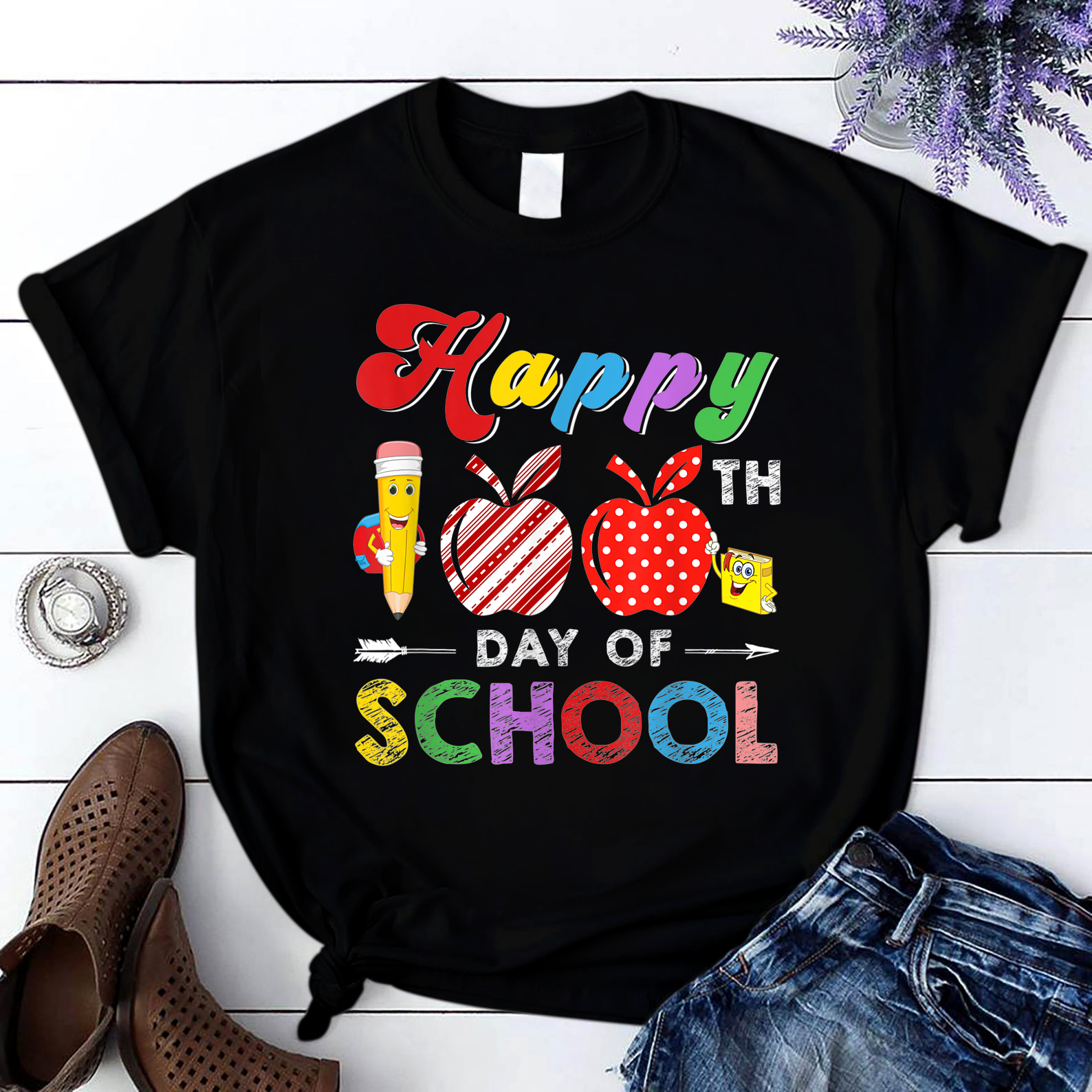 Happy 100Th Day Of Kindergarten Teacher Student T Shirt Black Unisex S-6Xl