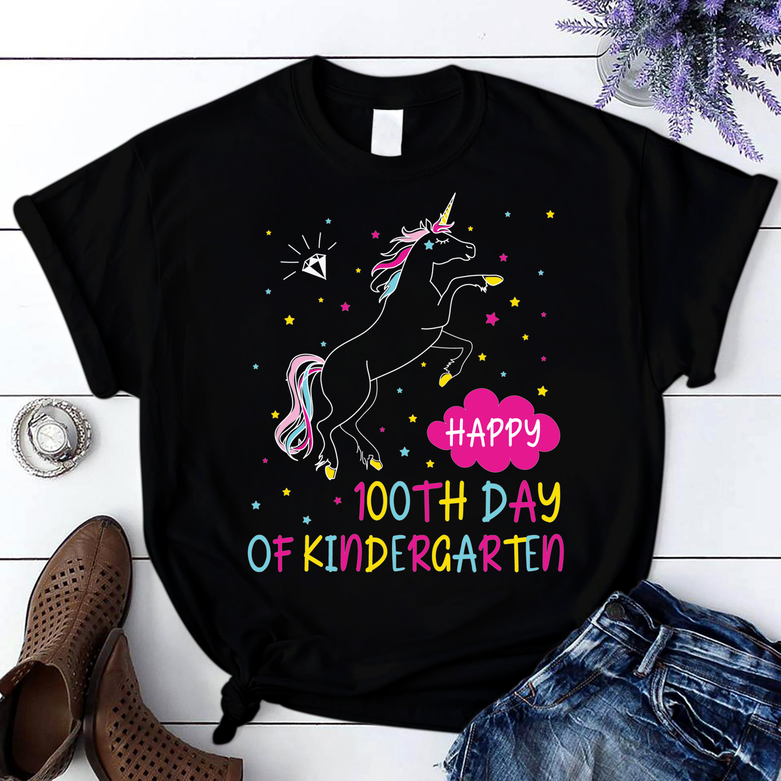 Happy 100Th Day Of Kindergarten Teacher T Shirt Black Unisex S-6Xl