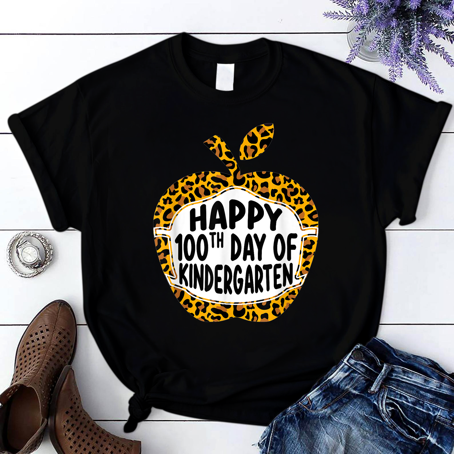 Happy 100Th Day Of Kindergarten Teachers Students 100 Days T Shirt Black Unisex S-6Xl