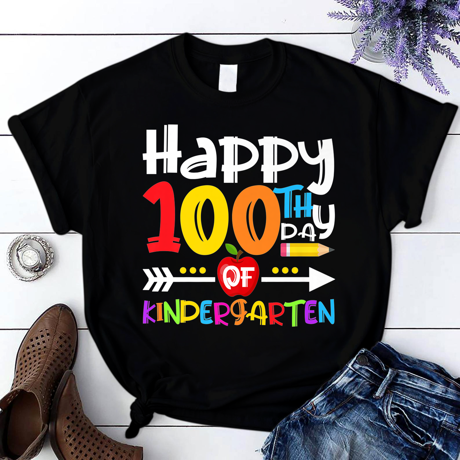 Happy 100Th Day Of Kindergarten Teachers Students Unicorn 3 T Shirt Black Unisex S-6Xl