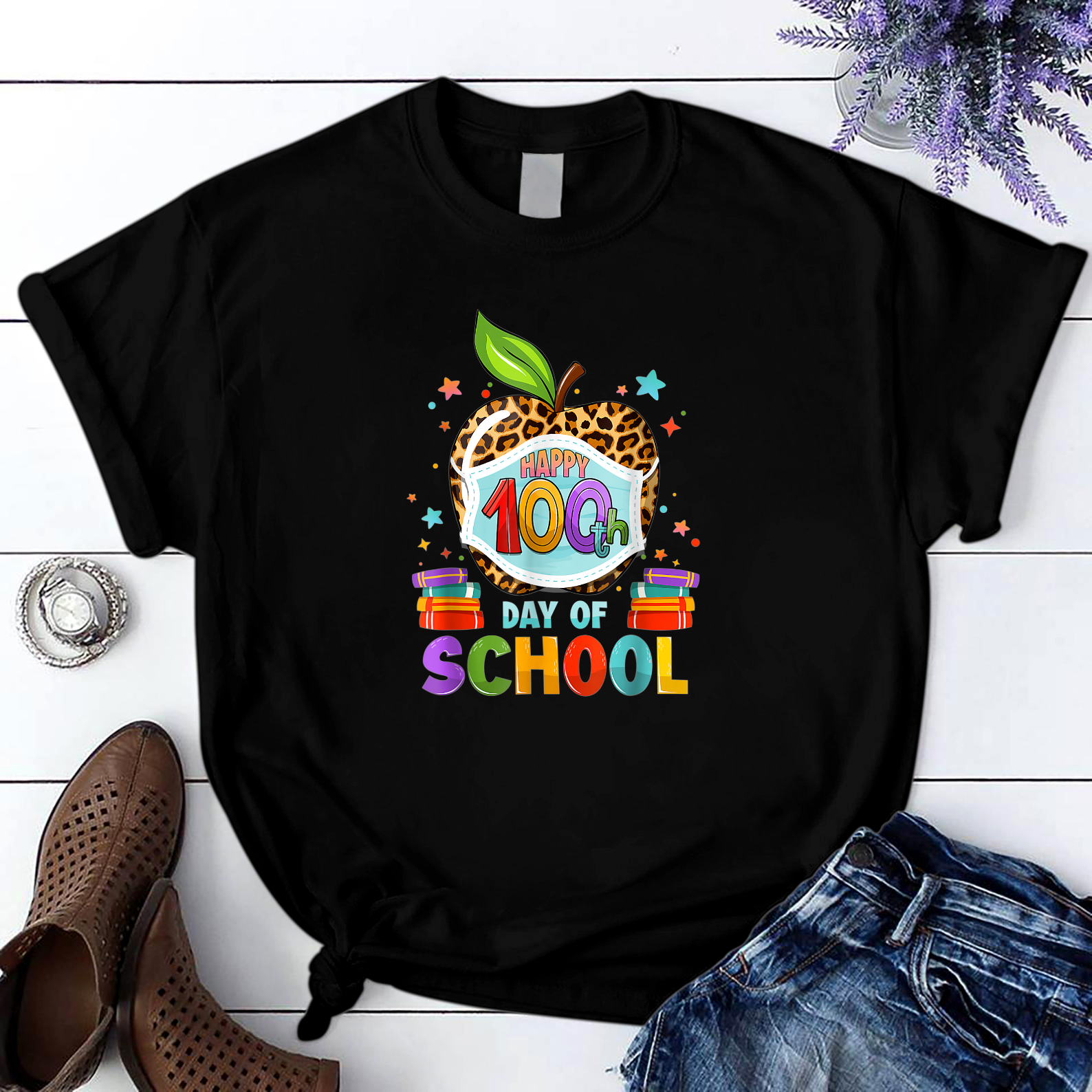 Happy 100Th Day Of School 100 Days Student Teacher Kids T Shirt Black Unisex S-6Xl