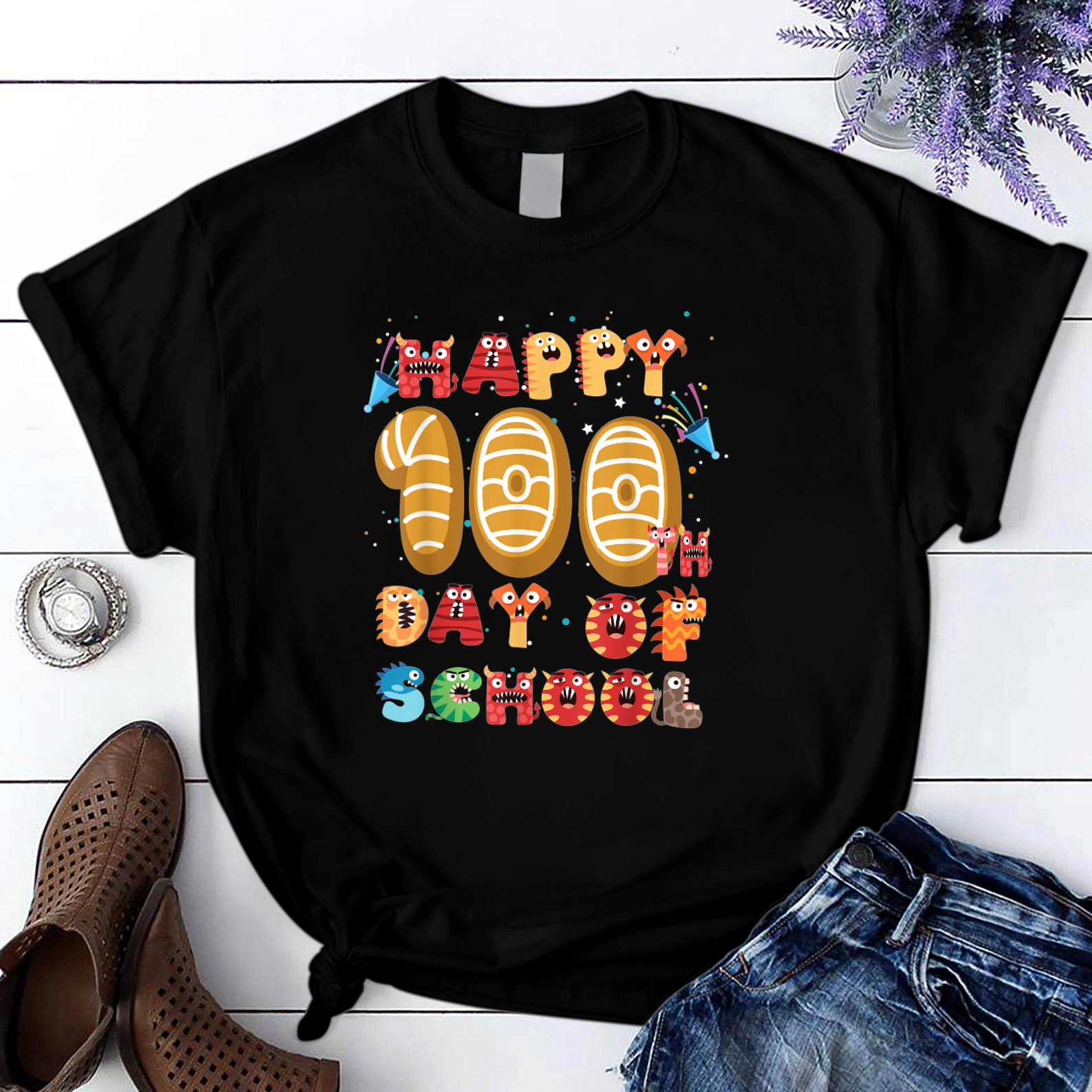 Happy 100Th Day Of School Donuts 100 Sweet Days T Shirt Black Unisex S-6Xl