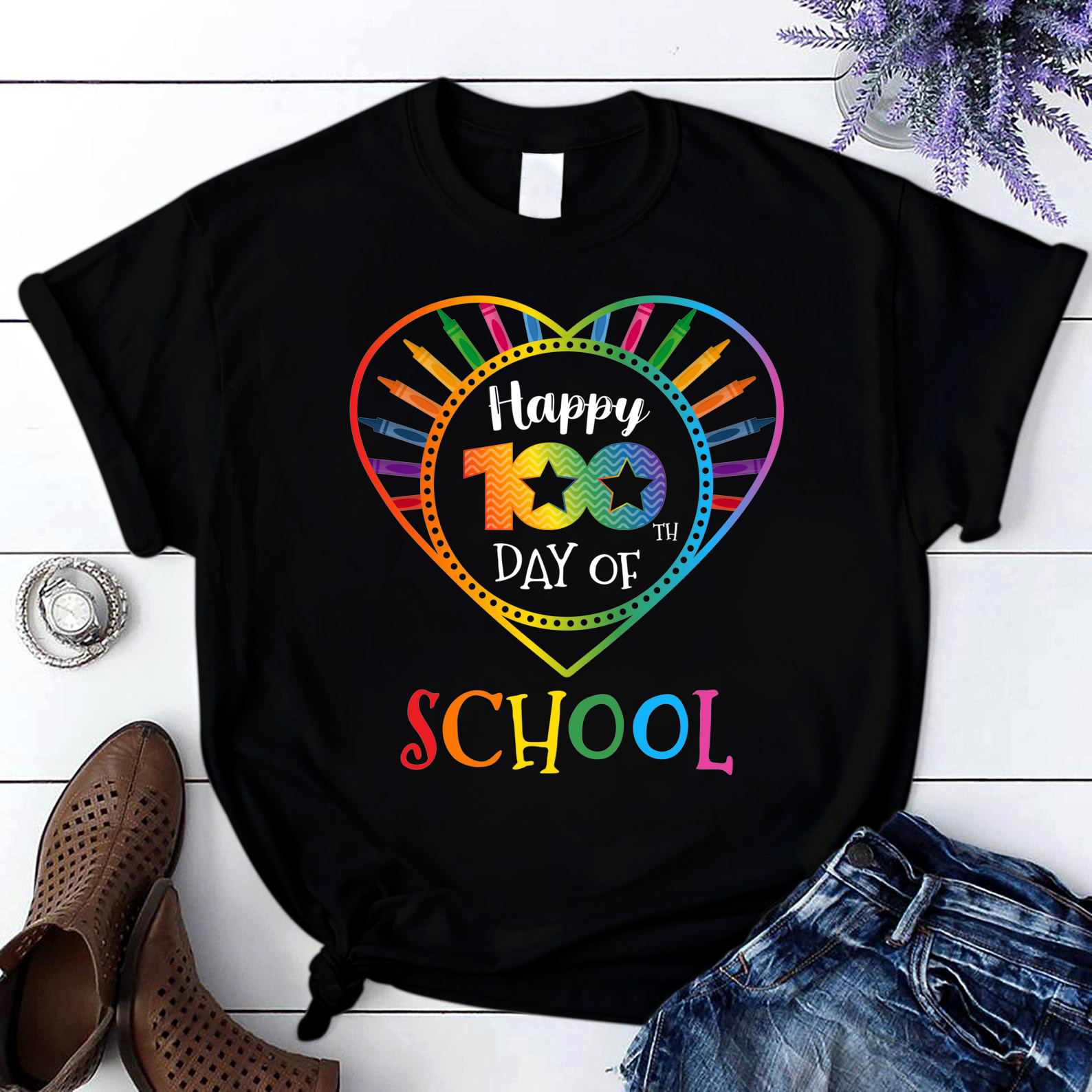 Happy 100Th Day Of School Face Leopard 1 T Shirt Black Unisex S-6Xl