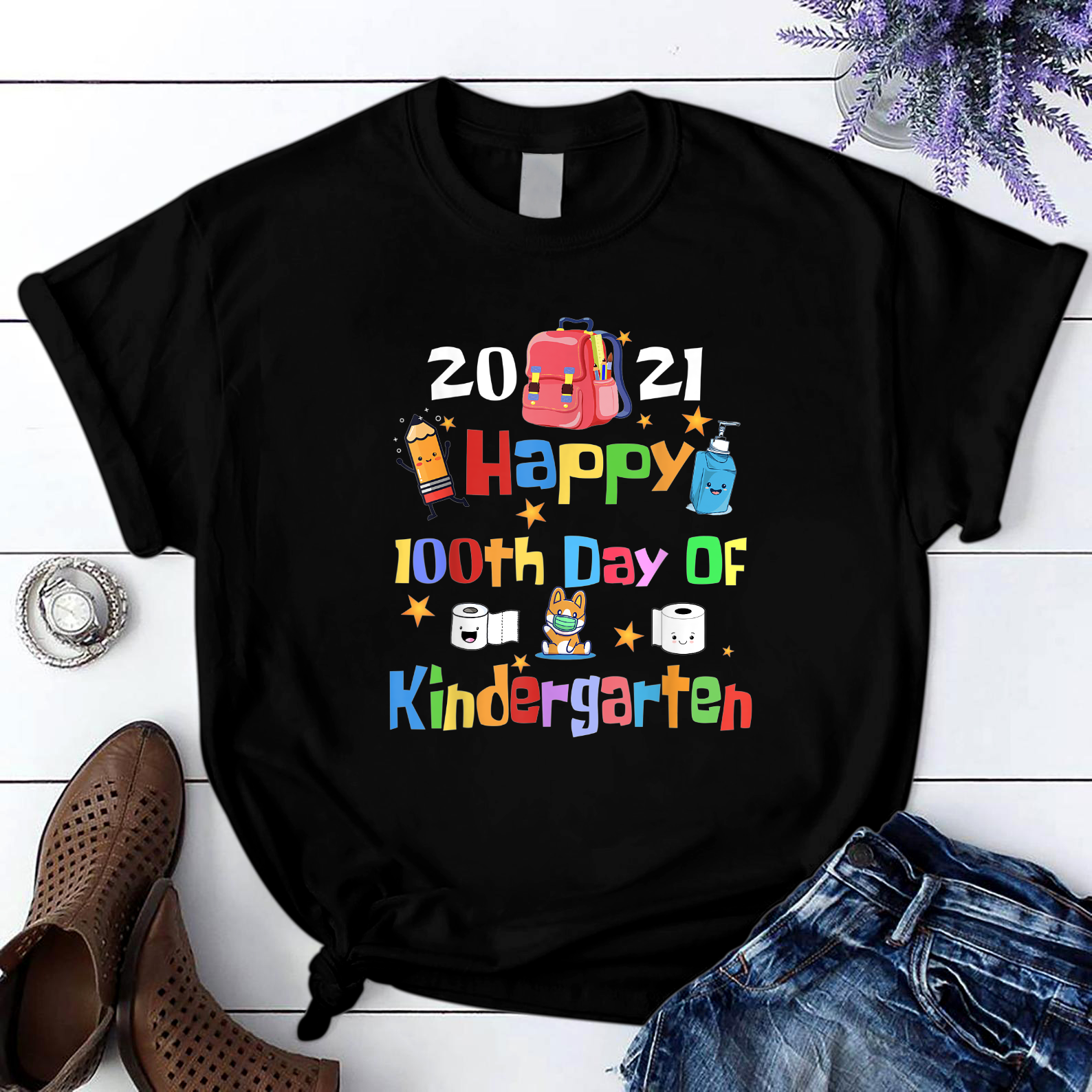 Happy 100Th Day Of School Gift 100 Days Of Pre K T Shirt Black Unisex S-6Xl