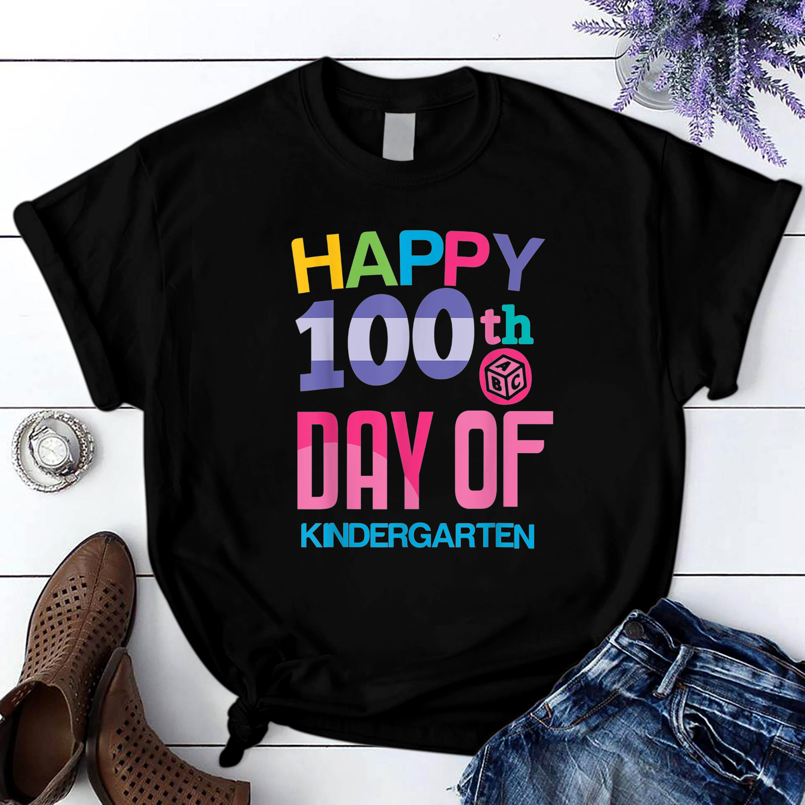 Happy 100Th Day Of School Gift 100 Days Of Preschool Teacher T Shirt Black Unisex S-6Xl