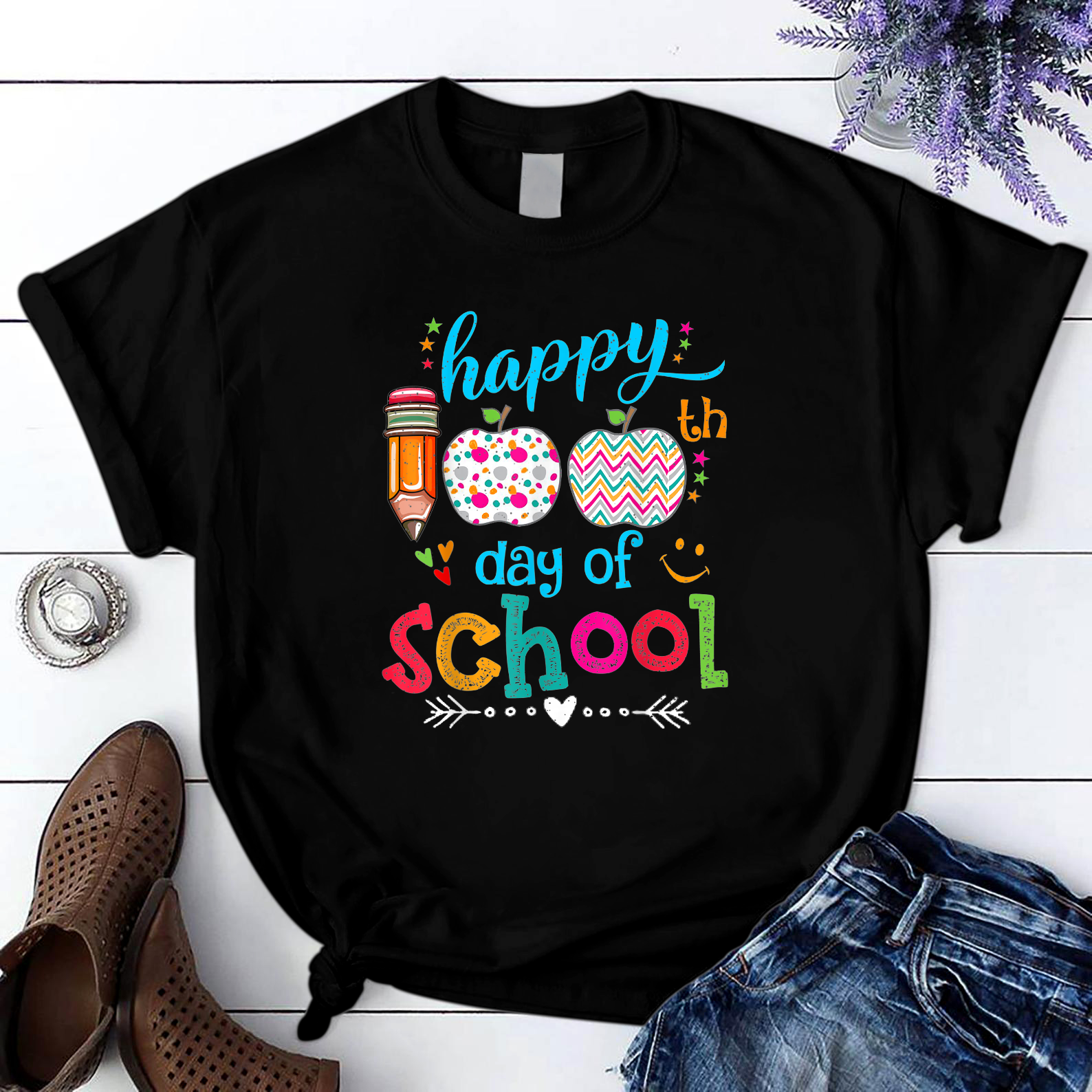 Happy 100Th Day Of School Kindergarten 6 T Shirt Black Unisex S-6Xl