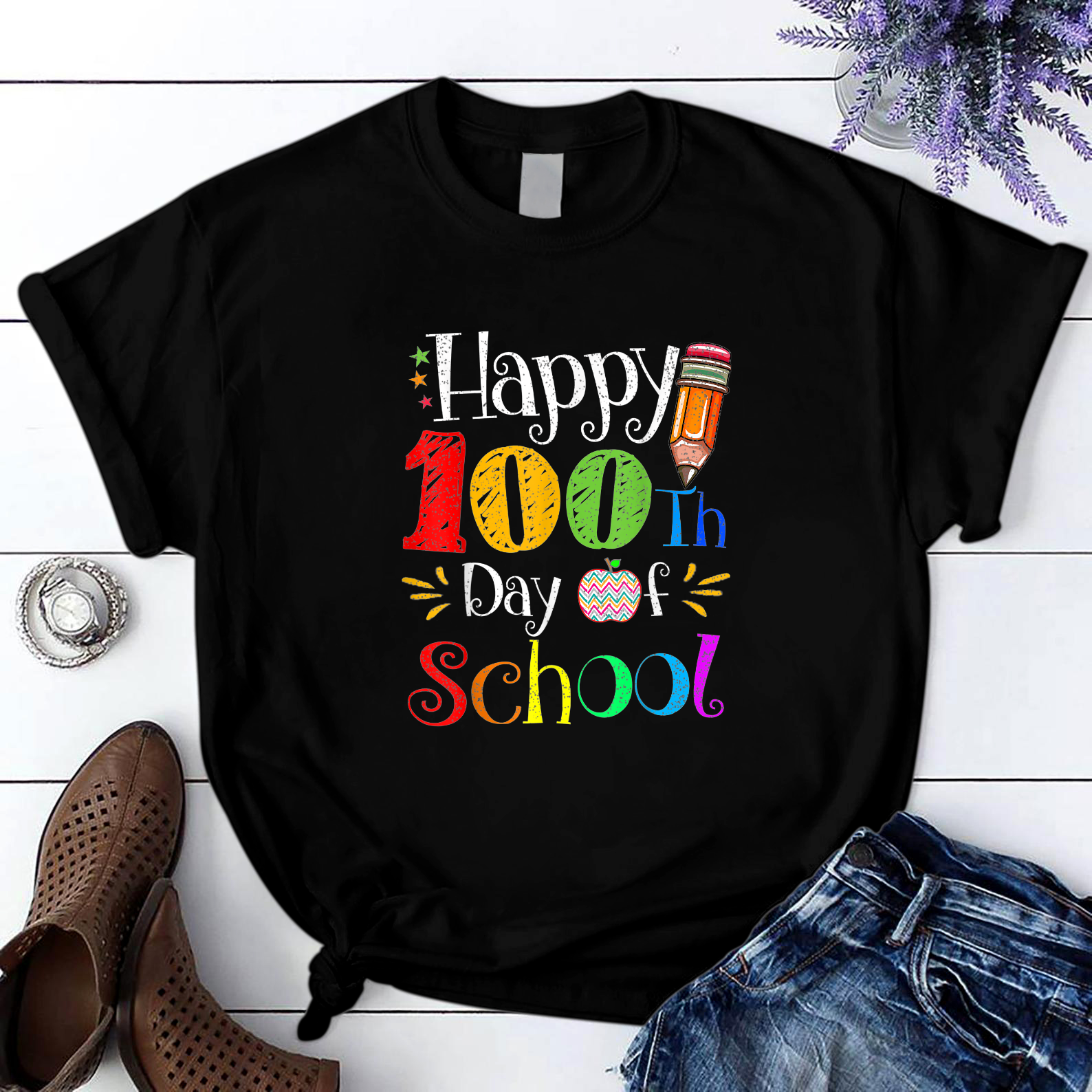 Happy 100Th Day Of School Kindergarten Pre K T Shirt Black Unisex S-6Xl