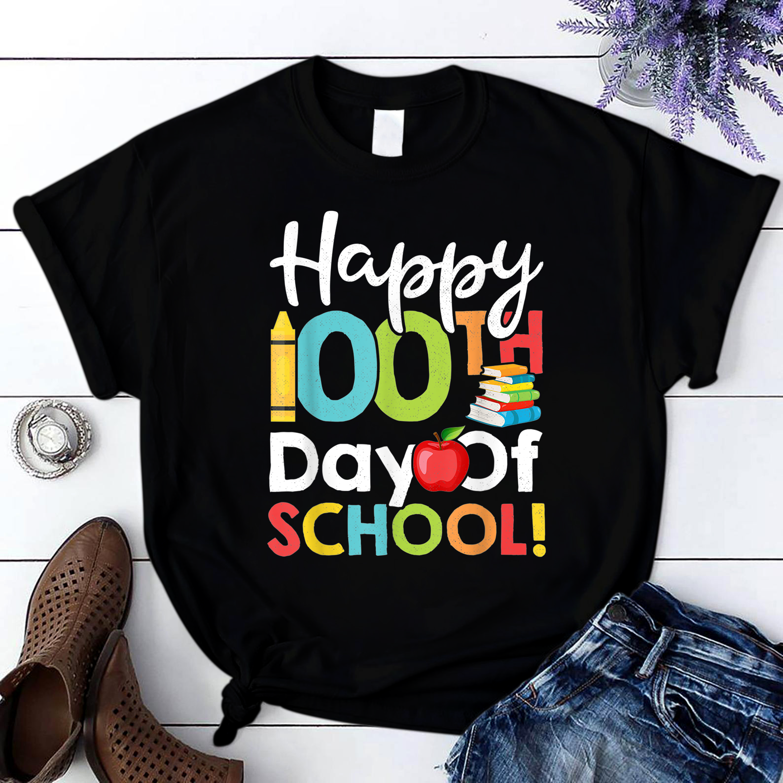 Happy 100Th Day Of School Kindergarten Teachers Funny T Shirt Black Unisex S-6Xl