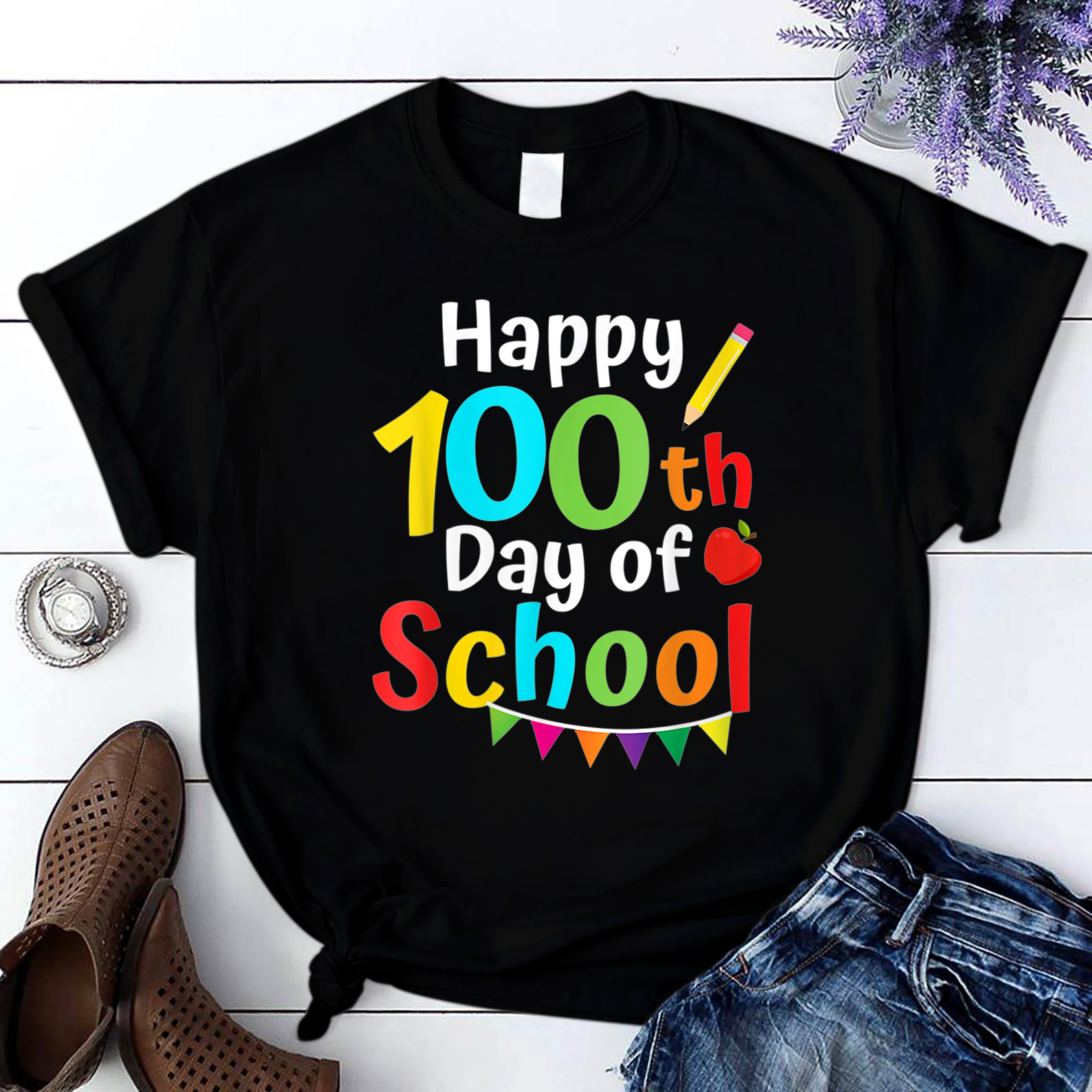 Happy 100Th Day Of School Shirt For Teacher Or Child2 T Shirt Black Unisex S-6Xl