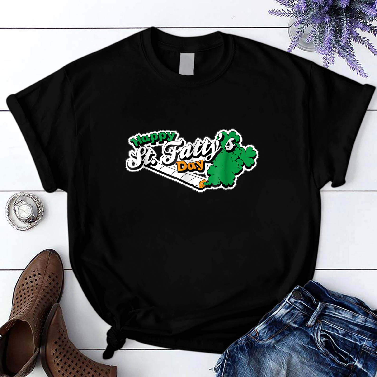 Happy St. Fatty'S Day St. Patrick'S Day Clover T Shirt Black Unisex S-6Xl