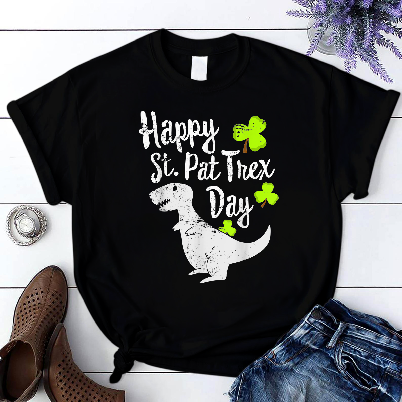 Happy St. Pat T Rex Day Cute St. Patrick'S T Shirt Pun T Shirt Black Unisex S-6Xl