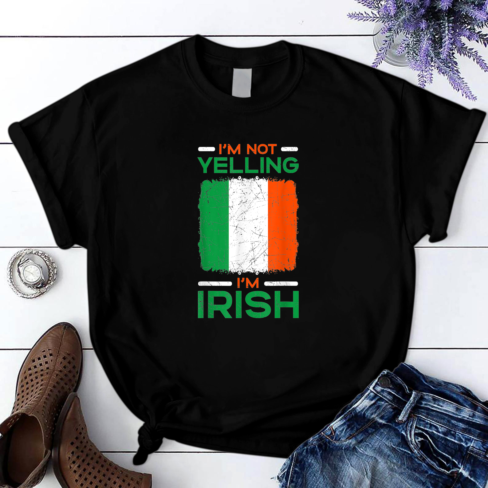 I'M Not Yelling I'M Irish St. Patrick'S Day Ireland Gift T Shirt Black Unisex S-6Xl