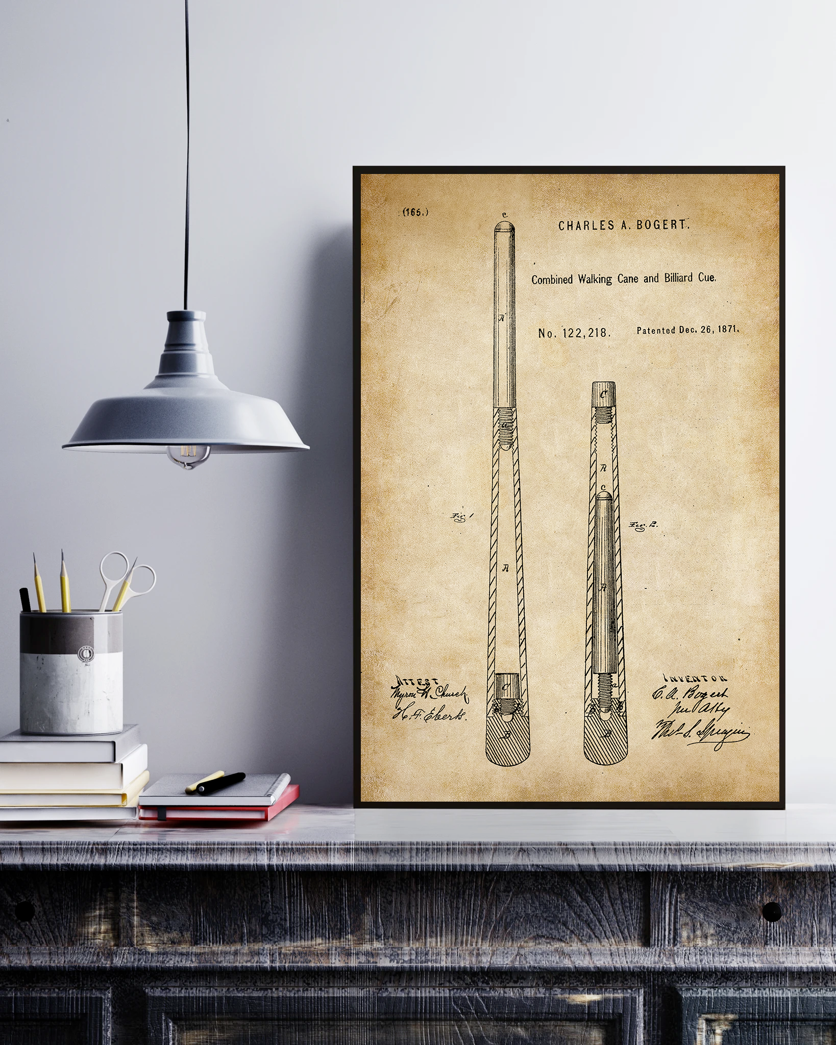 Improvement In Combined Walking-Cane And Billiard-Cue Poster No Frame