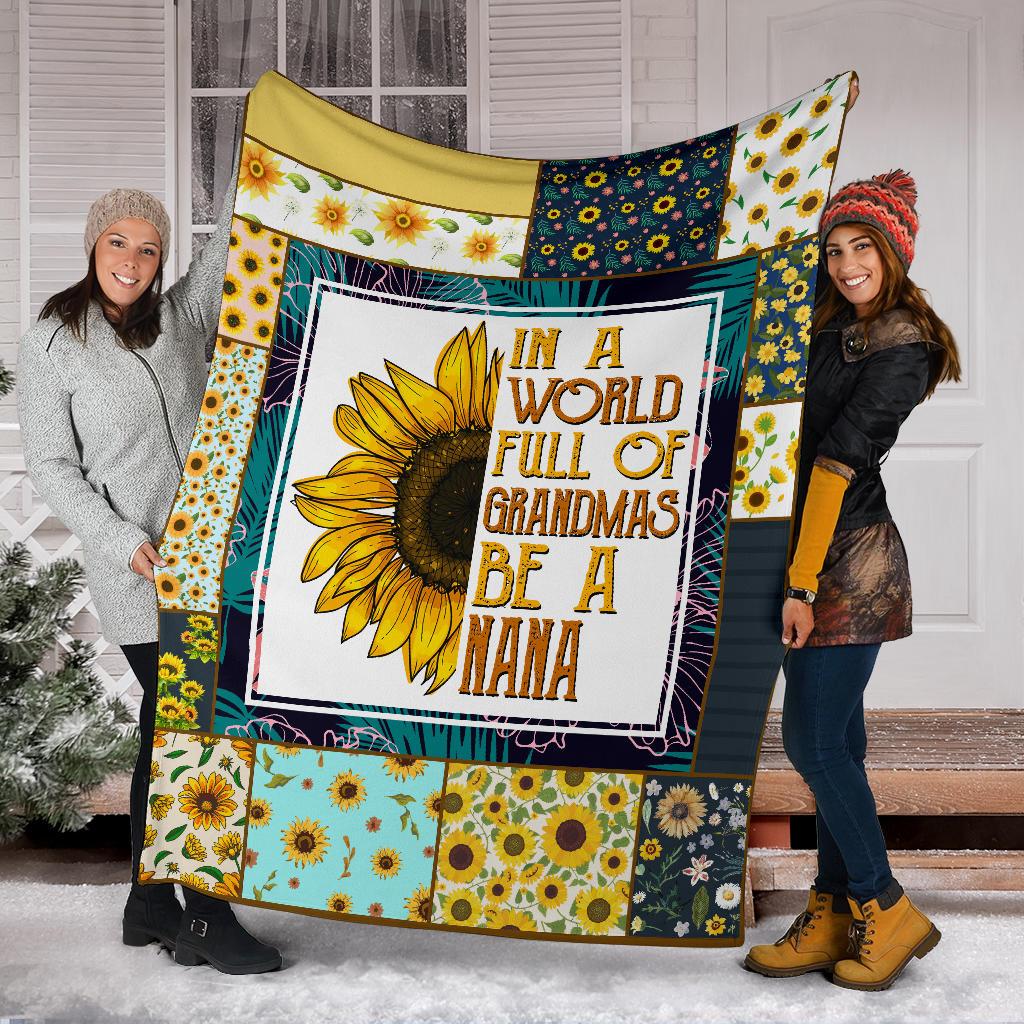 In A World Full Of Grandmas Be A Nana Fleece Blanket, Small, Medium, Large, X-large