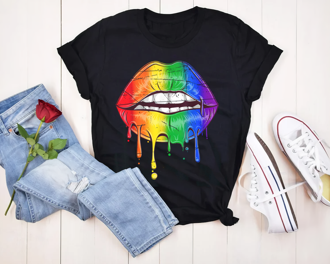 Rainbow Lips Lgbt T-shirt Unisex S-6xl