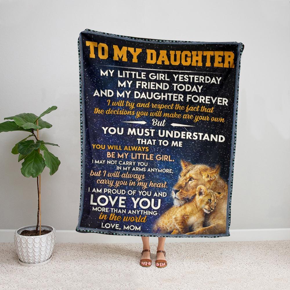 Lion mom to my daughter you will always be my little girl love you Fleece Blanket