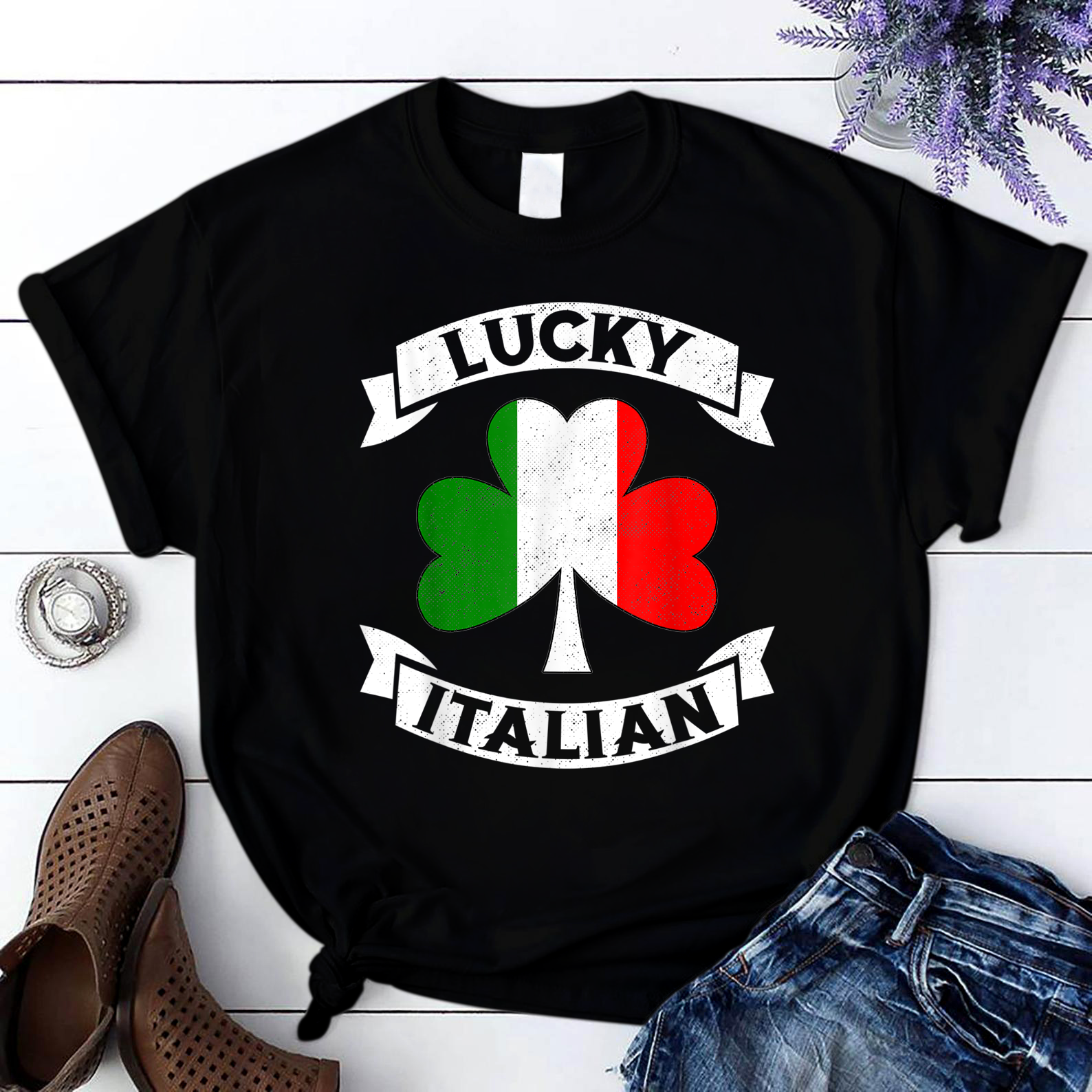 Lucky Italian St Patrick'S Day T Shirt Black Unisex S-6Xl