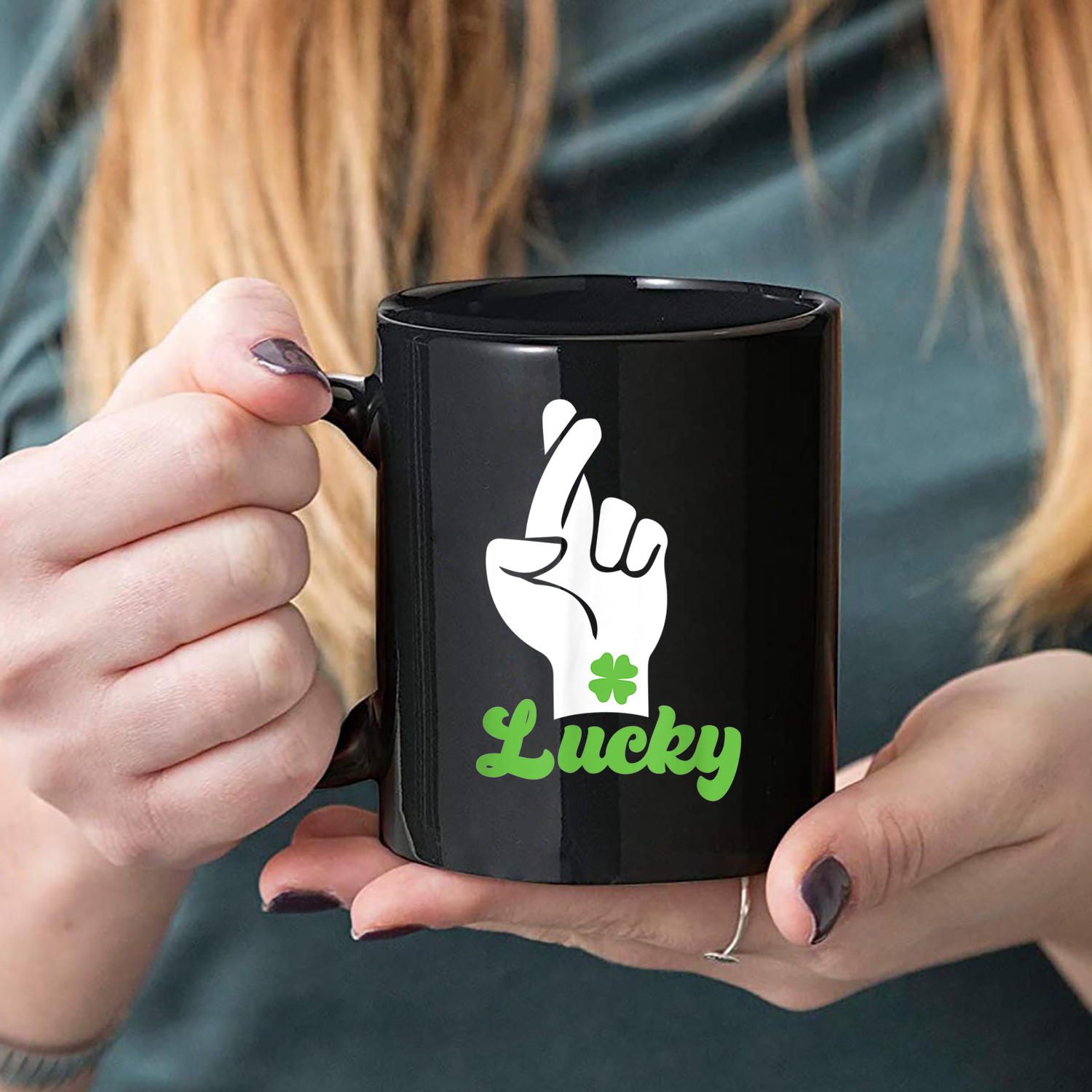 Lucky Shamrock Heart St Patrick'S Day Parade Clover Holiday Mug Black Ceramic 11-15Oz Coffee Tea Cup