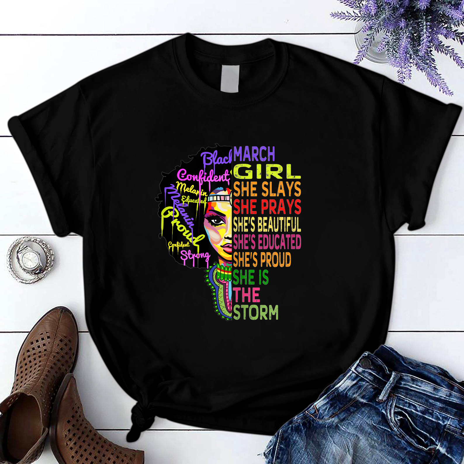 March Birthday Girl Queens Are Born In March T Shirt Black Unisex S-6Xl