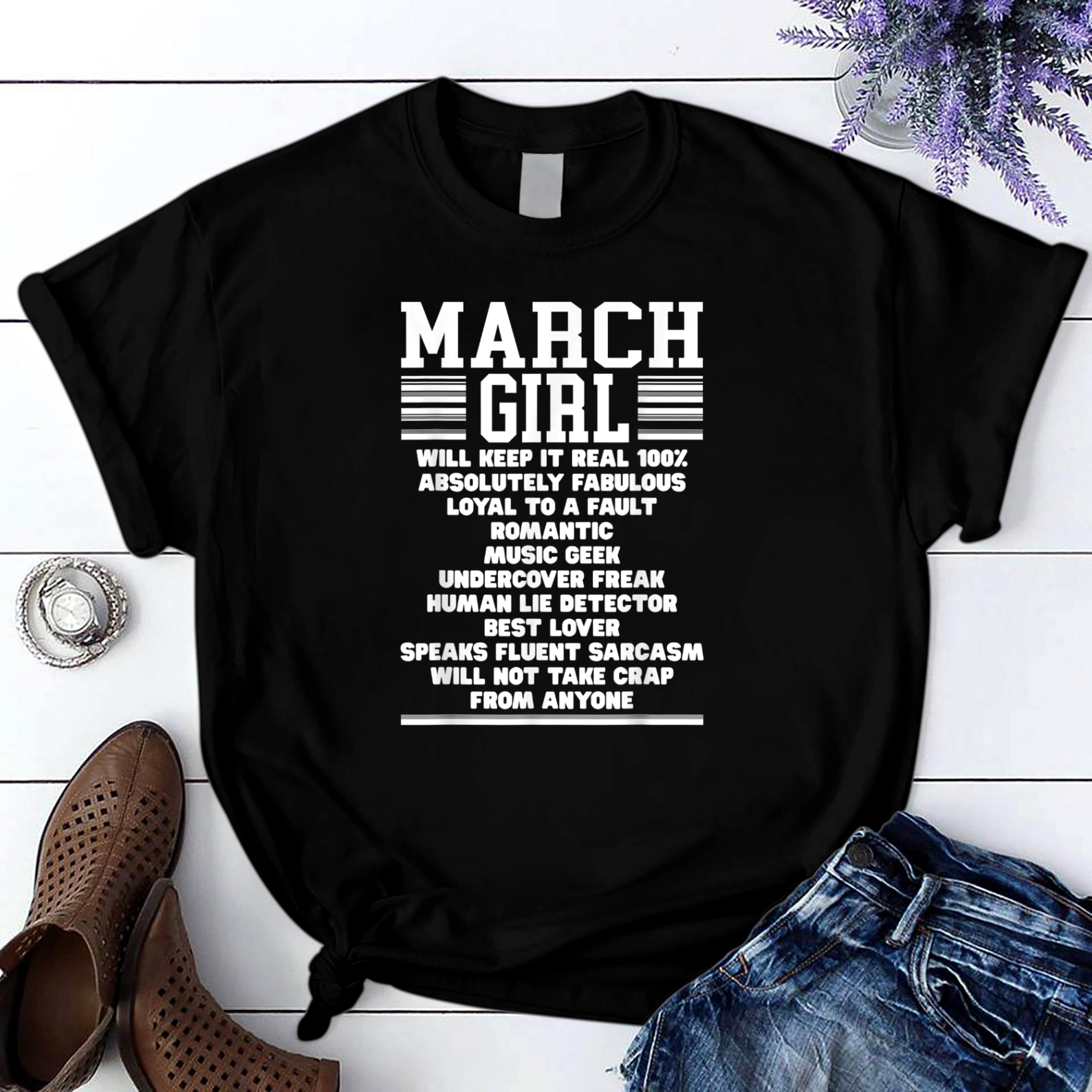 March Girl Facts Gift Funny Birthday T Shirt Black Unisex S-6Xl