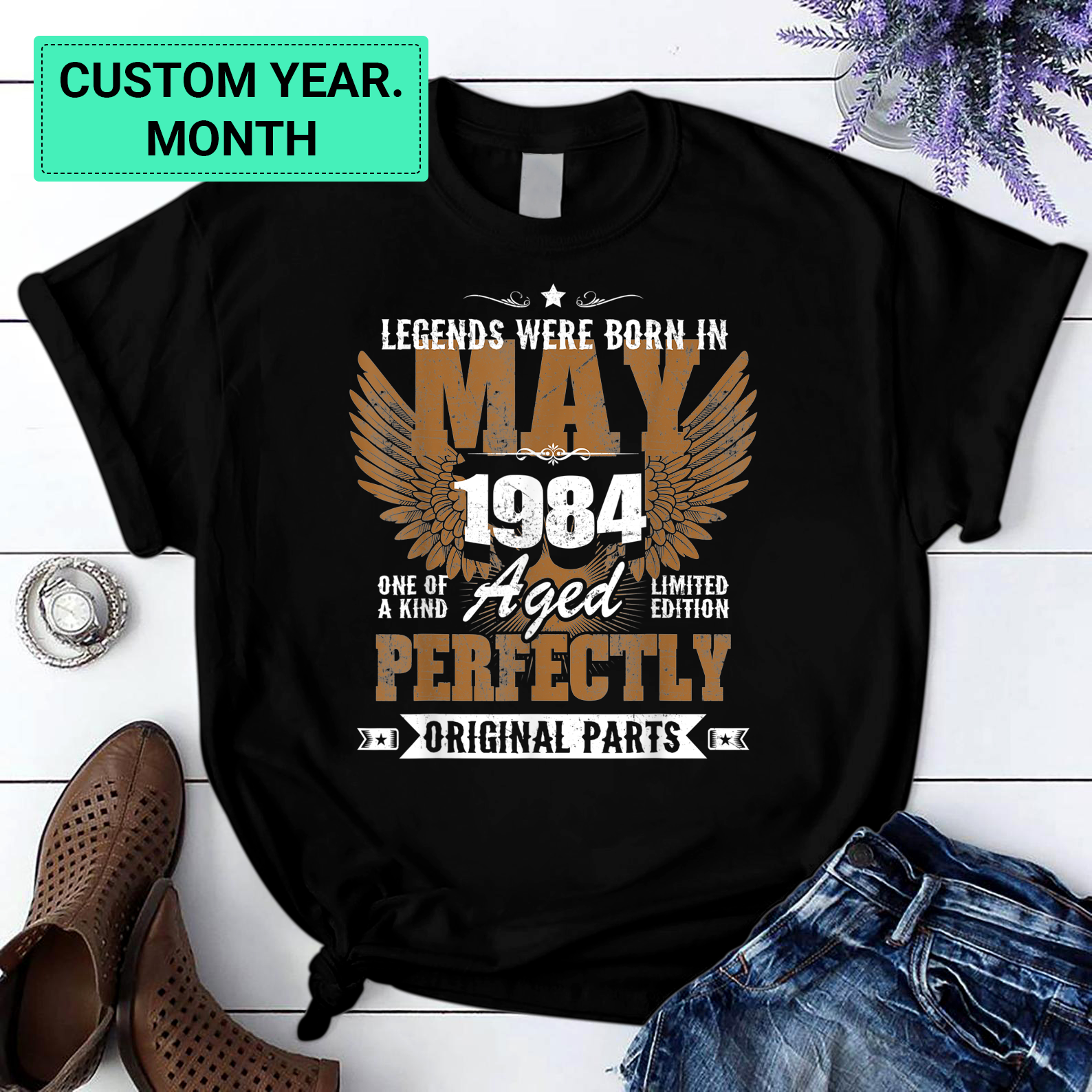 Personalization Birthday 365 Legends Where Born In May 1984 Birthday Gifts T Shirt Black S-6Xl
