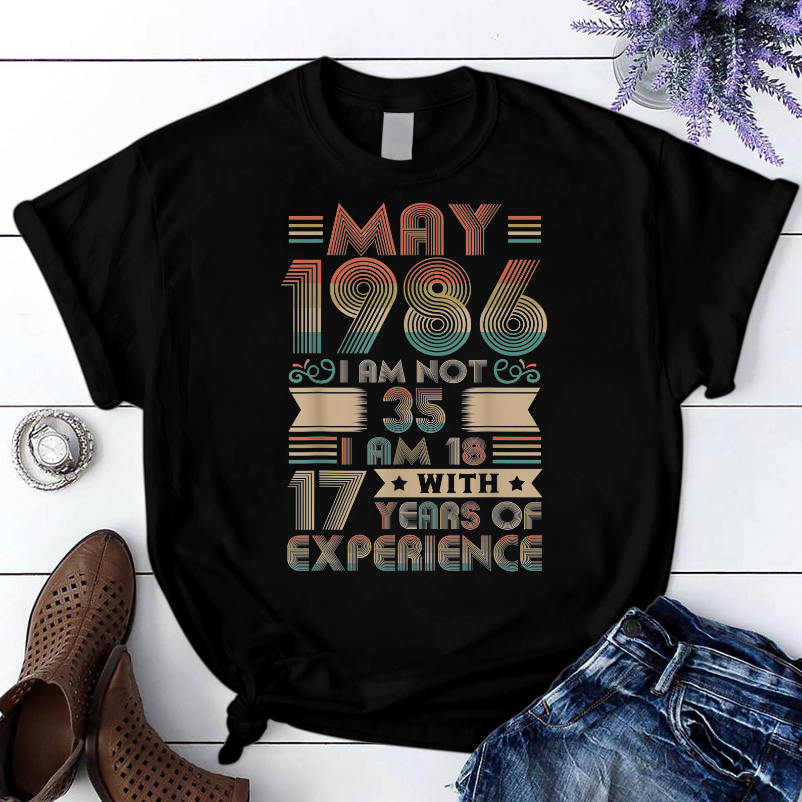 Personalization Born May 1986 35Th Birthday Made In 1986 35 Year Old Awesome T Shirt Black S-6Xl