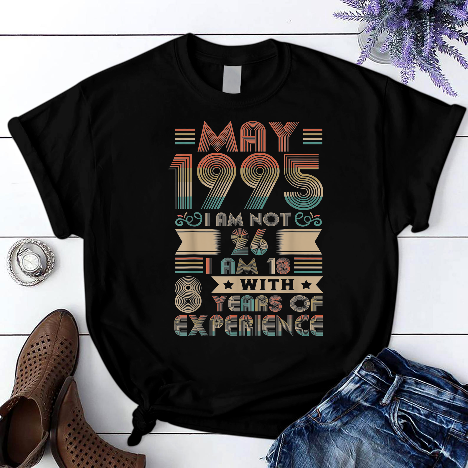 Personalization Born May 1995 26Th Birthday Made In 1995 26 Year Old Awesome T Shirt Black S-6Xl
