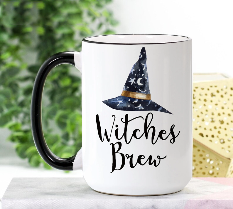 Personalized name, Custom Name, Witch's Brew Mug Ceramic Colored Rim And Handle - 11oz
