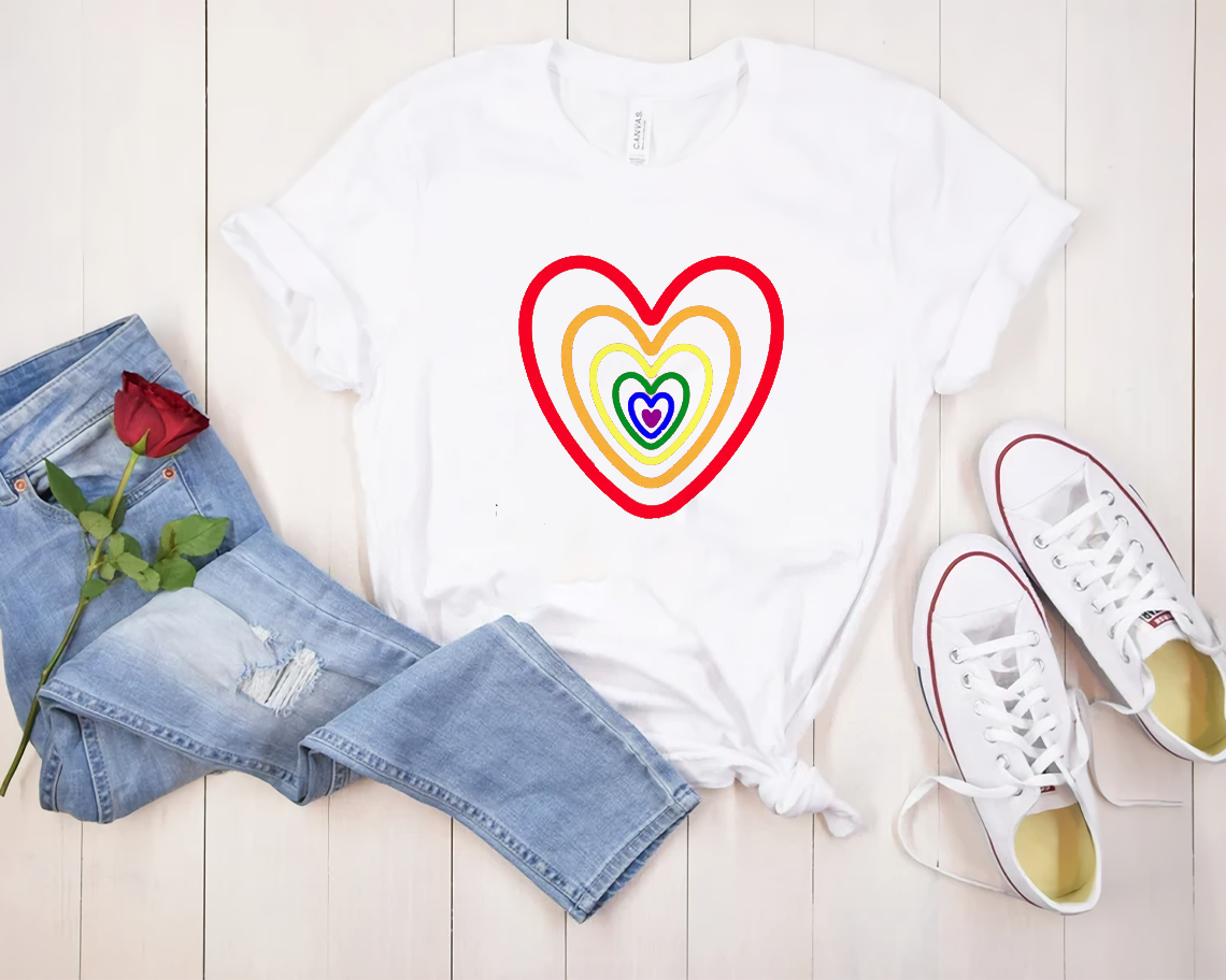 Rainbow Hearts Pride Gay Lgbt T-shirt Unisex S-6xl
