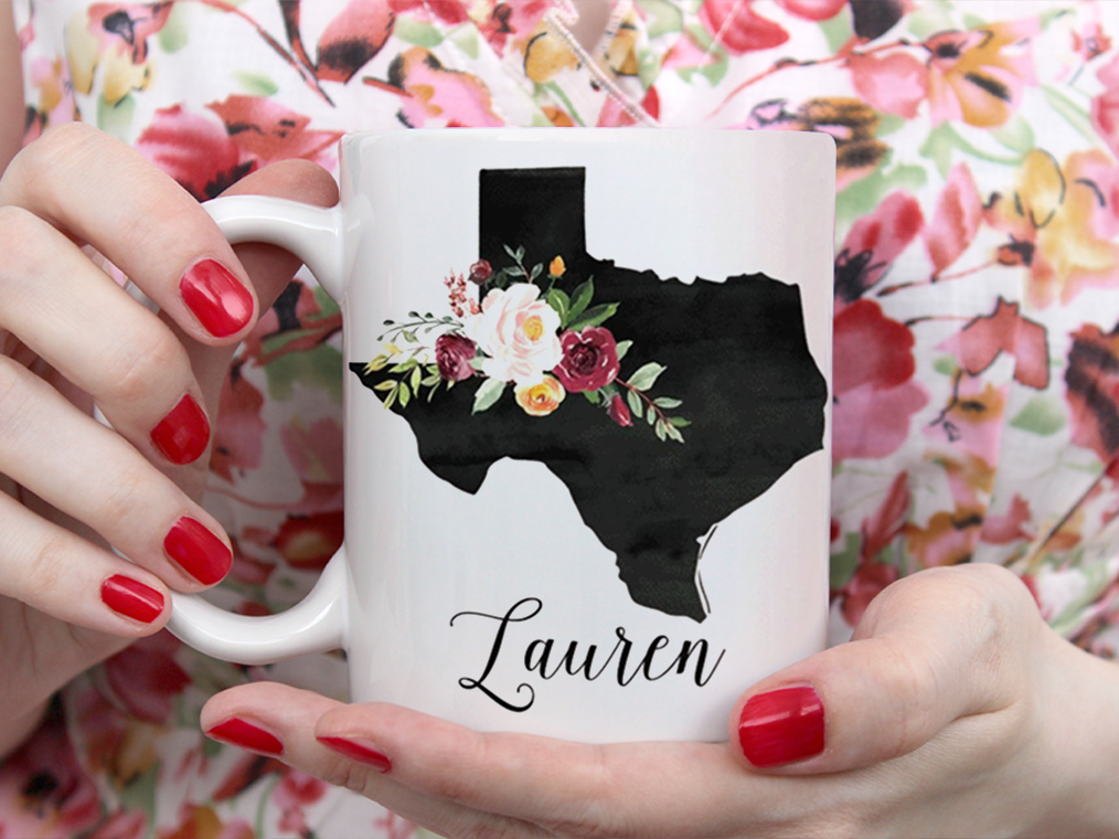 Texas Personalized Name State Mug White Ceramic 11-15oz Coffee Tea Cup